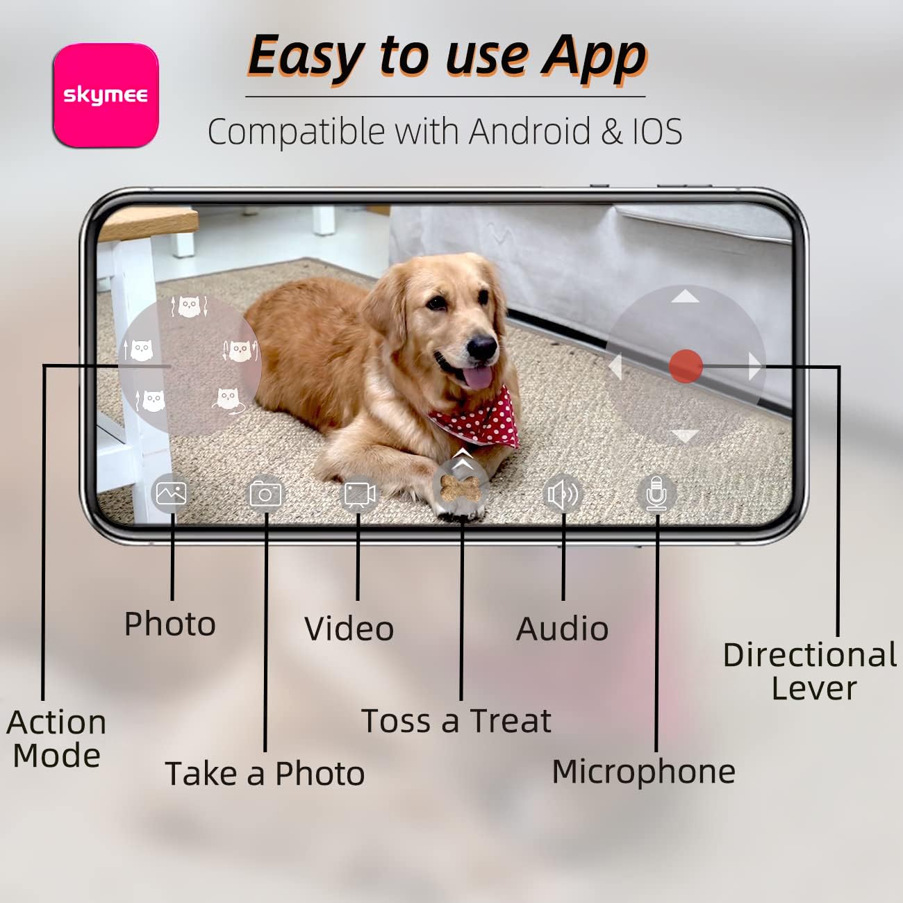 SKYMEE Owl Robot: 1080P Full HD Pet Camera with Treat Dispenser, Interactive Toy for Dogs and Cats, Full House Mobile Monitoring via App,2 Way Talk,No Monthly Fee (Only 2.4G WiFi)
