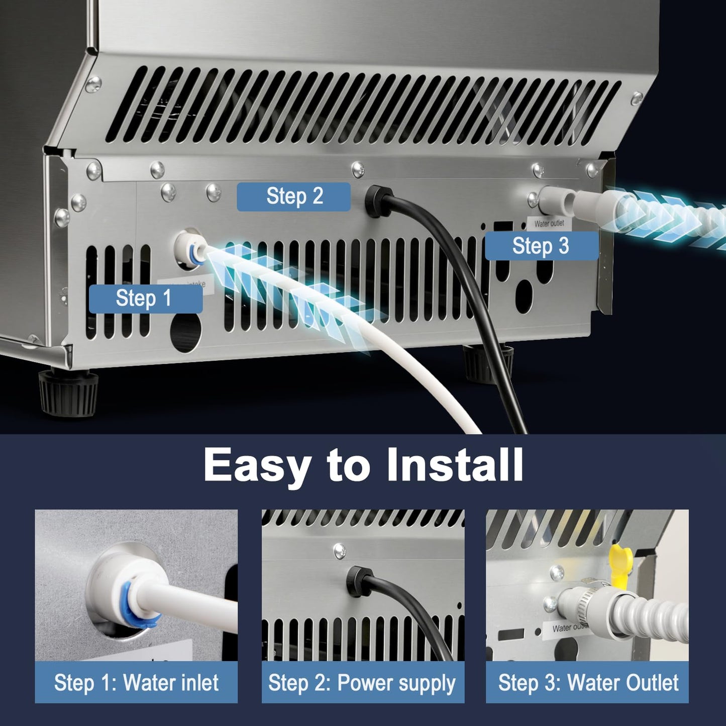 Antarctic Star 100lb/24H Commercial Ice Maker, 29lb Storage, Adjustable Ice Thickness & Touch Control, 45 Cubes/Cycle for Home/Bar/Restaurant