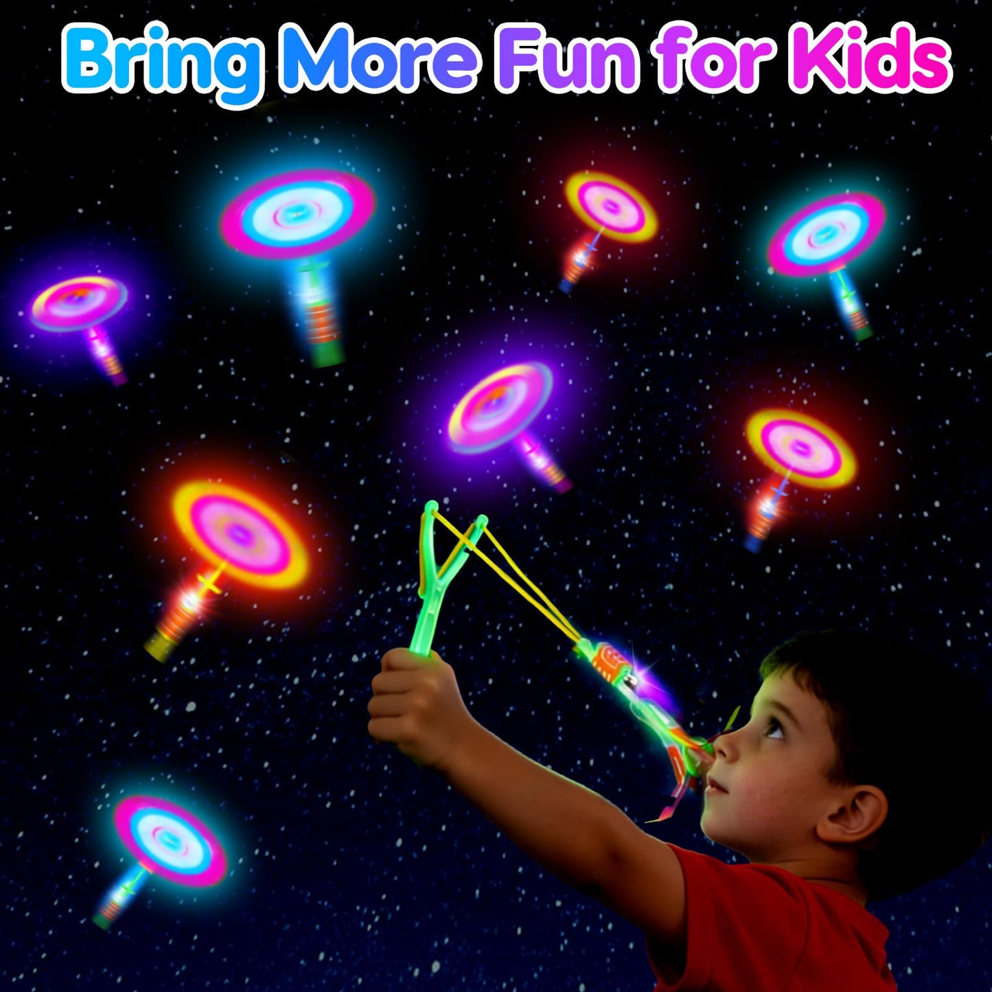 27 PCS LED Flying Toys Valentines Day Cards for Kids School Valentine Cards for Kids Classroom Exchange Gifts for Toddler Boys Girls Glow Helicopter Slingshot Bulk Goodie Bags Stuffers Party Favors