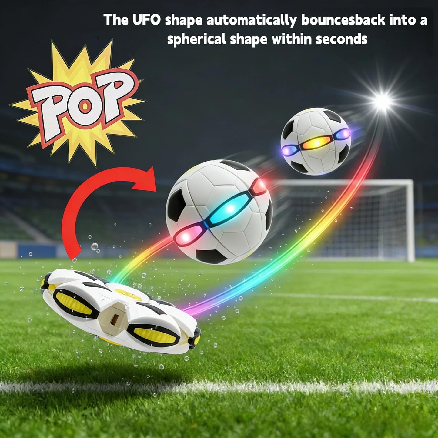 Vmeoap Magic Ball - Ultimate Soccer Fan Gift 2026-2-in-1 LED Shape-Shifting Ball & UFO Disc, Soccer Season Gameday Toy for Viewing Parties, Outdoor Football Fun for Kids Boys Girls