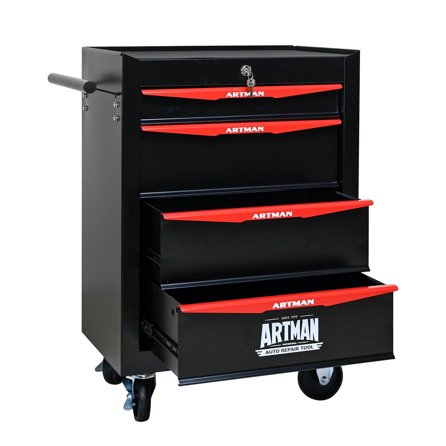RYH 4-7 Drawers Rolling Tool Chest - 13" D x 20.9" W x 30.5" H Heavy Duty Mobile Tool Cart with Locking Wheels & Ball Bearing Drawers, Garage Tool Storage Cabinet (Black, 4 Drawers)