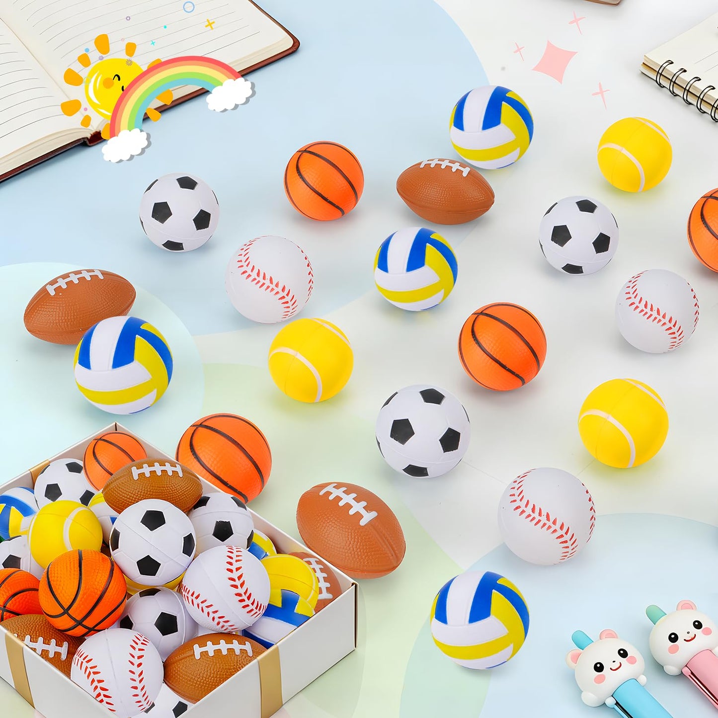 Tiaxidex 24 PCS Stress Balls, Sports Party Favors, Mini Sports Balls, Mini Foam Fidget Toys for Stress Anxiety Relief, Goodie Bag Stuffers, Office Classroom Stress Relief Gifts, Classroom Prizes
