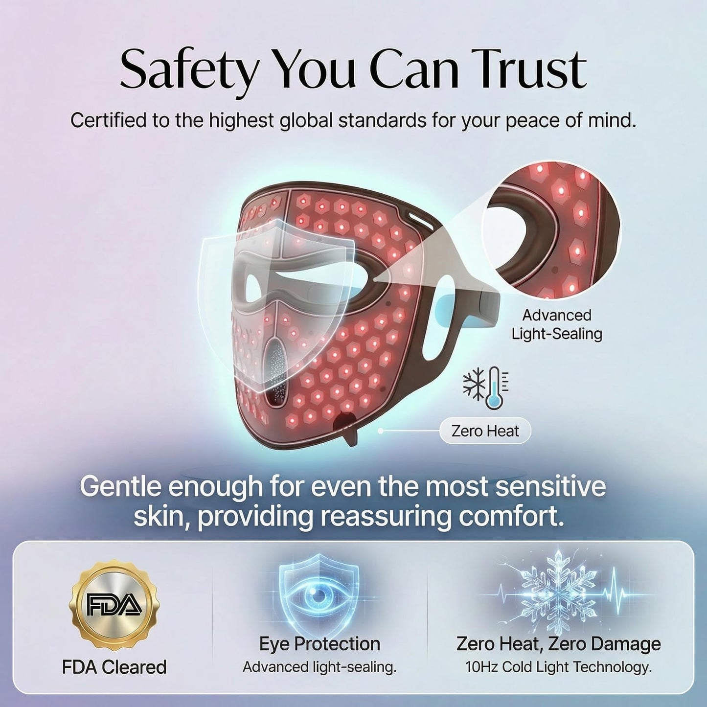 Zeepeak 3D LED Red Light Therapy Mask, FDA-Cleared, 360 LEDs, Anti-Aging & Blemish Repair, 5 Modes Red, Blue, Yellow with 850nm & 1072nm Dual-NIR, Eye-Protection, Portable Design for Home Travel
