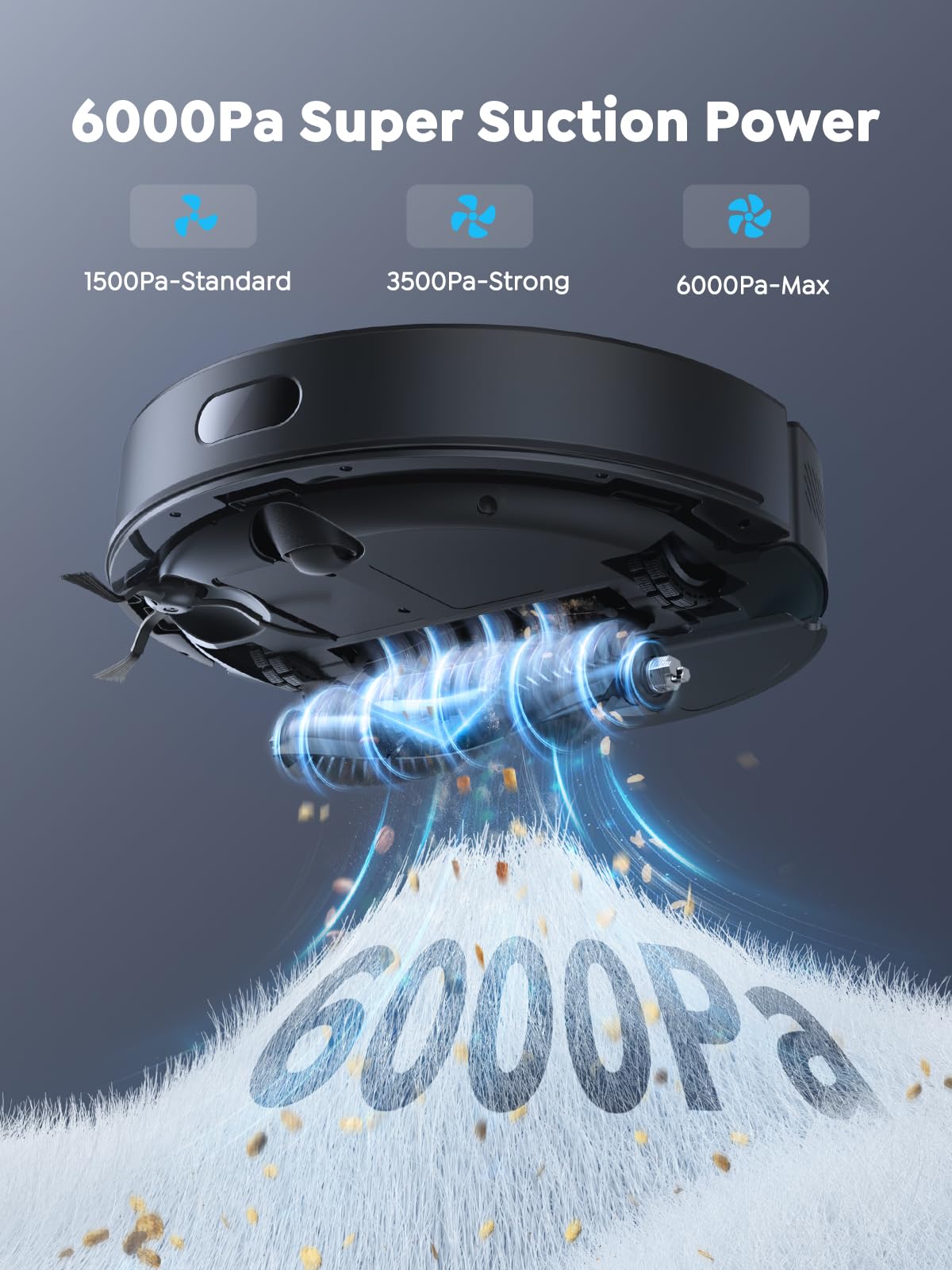 Vyzzle Robot Vacuum and Mop, 4-in-1 Robotic Vacuum Cleaner with Self-Emptying Base, 6000Pa Vacuum Robot with LiDAR Navigation, 60 Days Capacity, Ideal for Pet Hair, Hard Floors, Carpet, E20