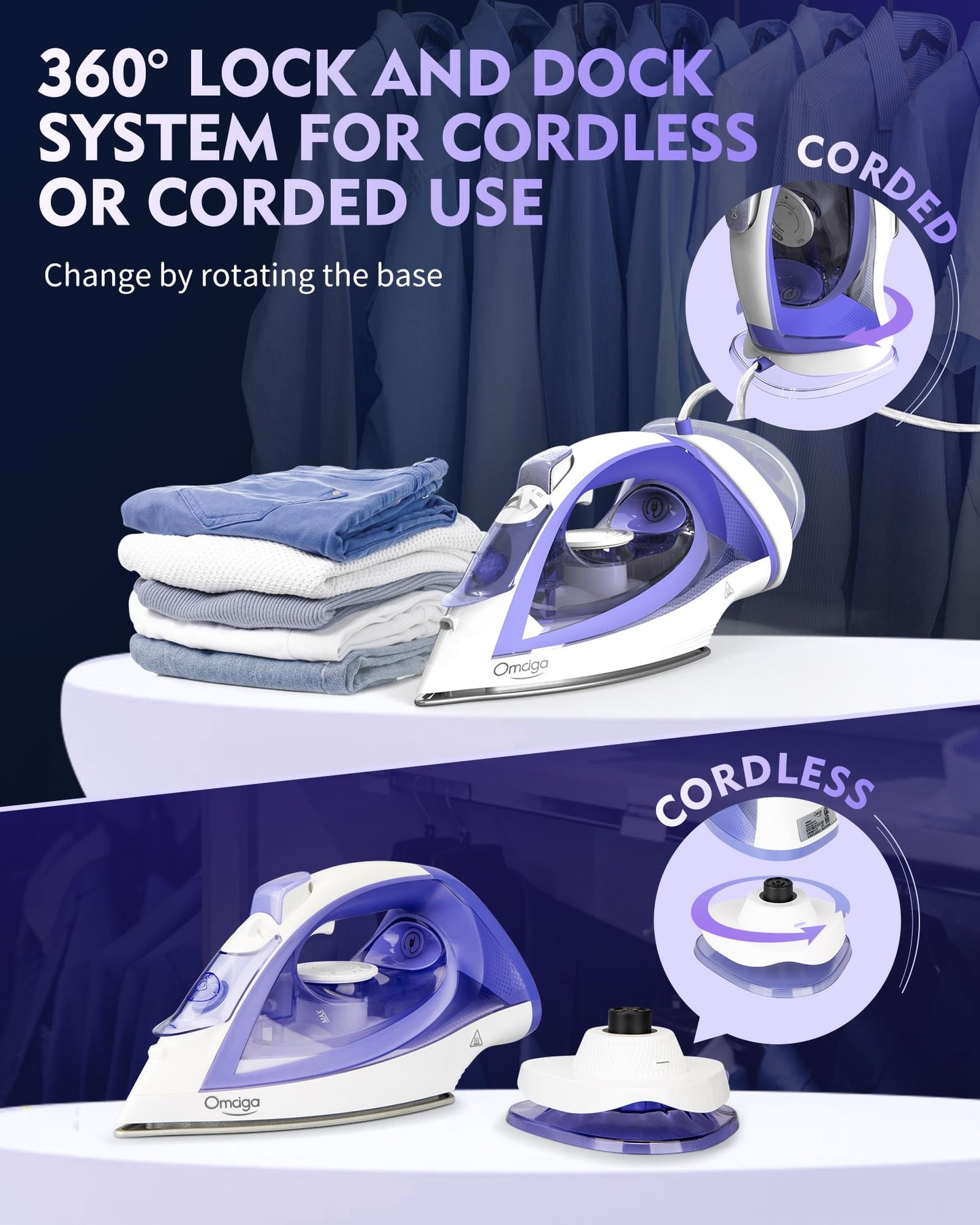 OMAIGA Home Steam Iron Bundle Set, Efficient Ironing, Easy to Carry, Suitable for All Kind of Garments