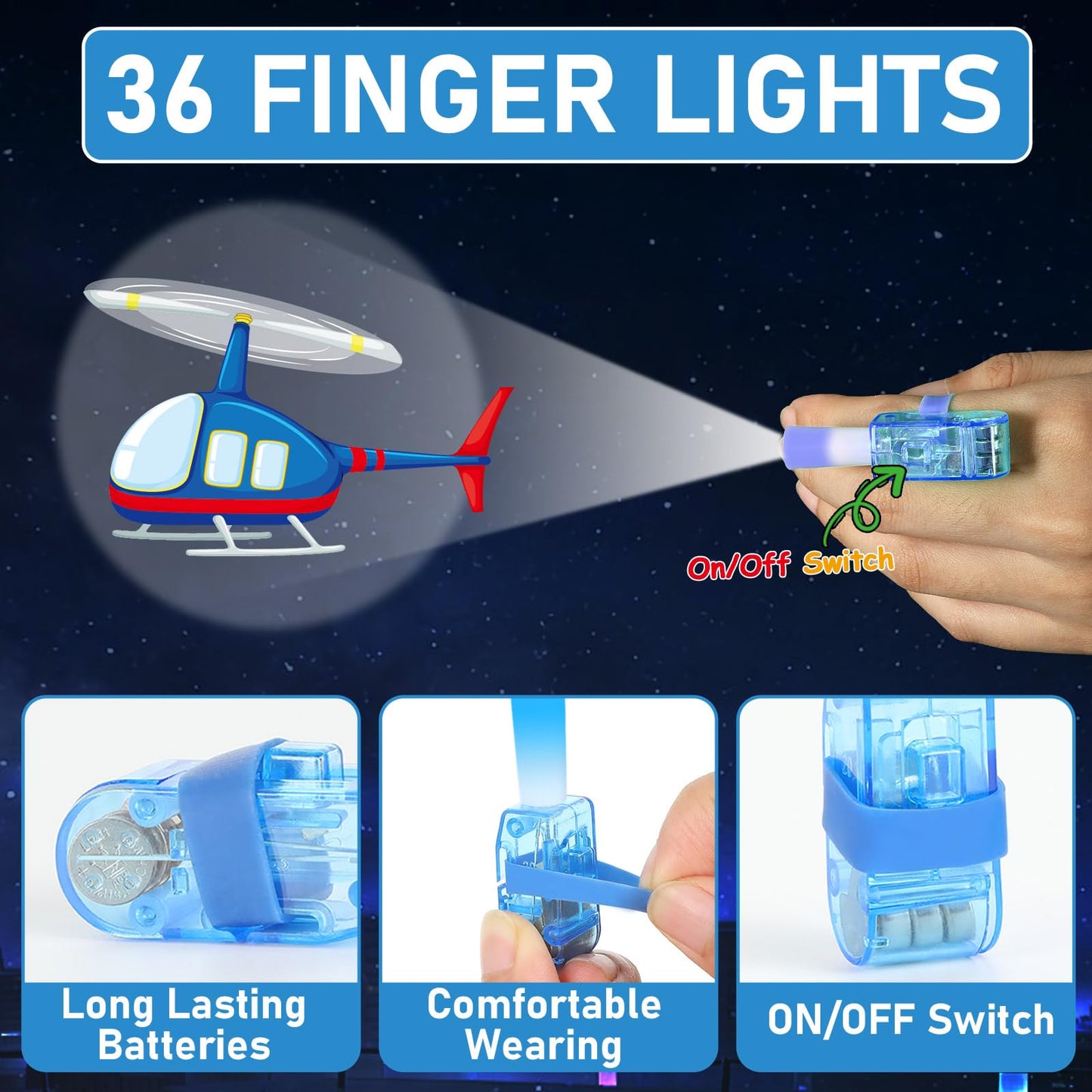 Oitnlaughter 36PCS Airplane LED Finger Lights Aircraft Party Favors Glow in the Dark Light Up Finger Lights Plane Themed Toys Bulk for Birthday Party Goodie Bag Stuffer Birthday Gifts Classroom Prize