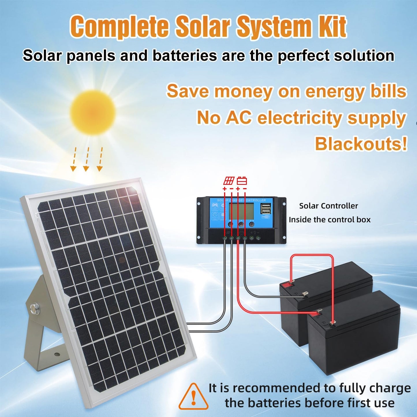 JUJIANG C026 Solar Gate Opener with Batteries & Solar Panel for Single Swing Gates Up to 770lb 16FT Automatic Gate Openers with Remote Complete Kit Medium Duty Automatic Gate Openers Solar Powered
