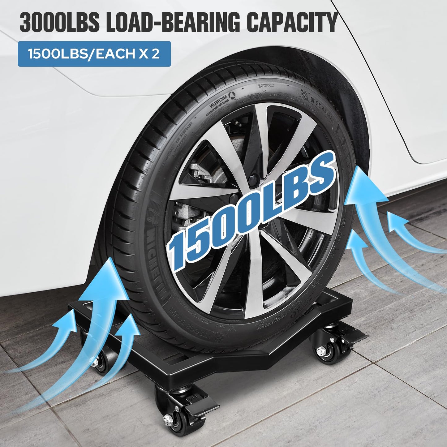 KEDSUM 2 Pack Car Dolly, 3000 LBS Car Wheel Dolly, Heavy Duty Vehicle Dolly, Double V-Shaped Design Used for Moving Cars, Sports Car, SUV, Motorcycles