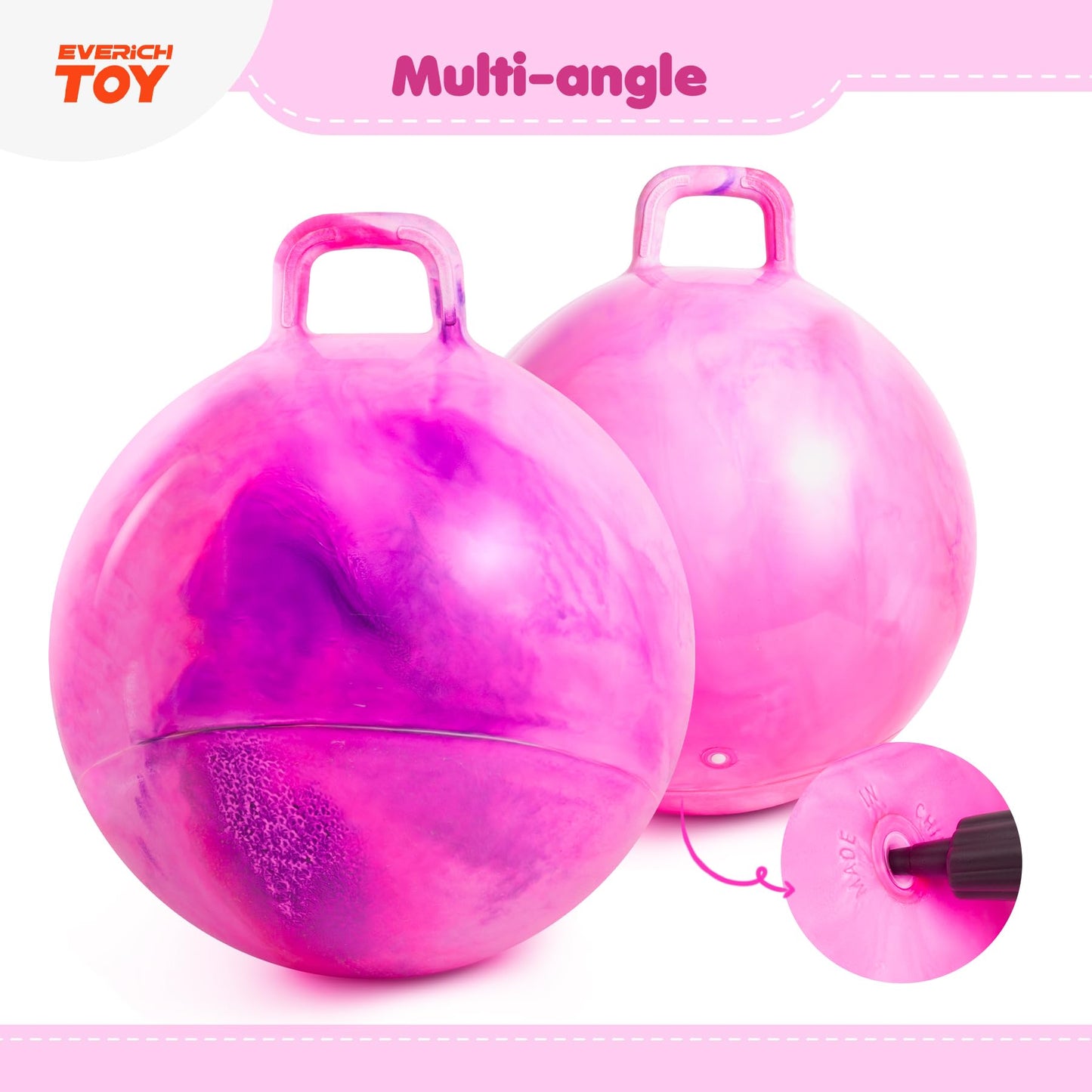 EVERICH TOY Hopper Ball for Kids, 18-Inch Sit On Bouncy Ball with Handle, Purple Pink Clouds Girls Toys - Fun Indoor Active Play, Inflatable Balance Toy, Great Birthday Gifts for 4 5 6 7 8 Years Old
