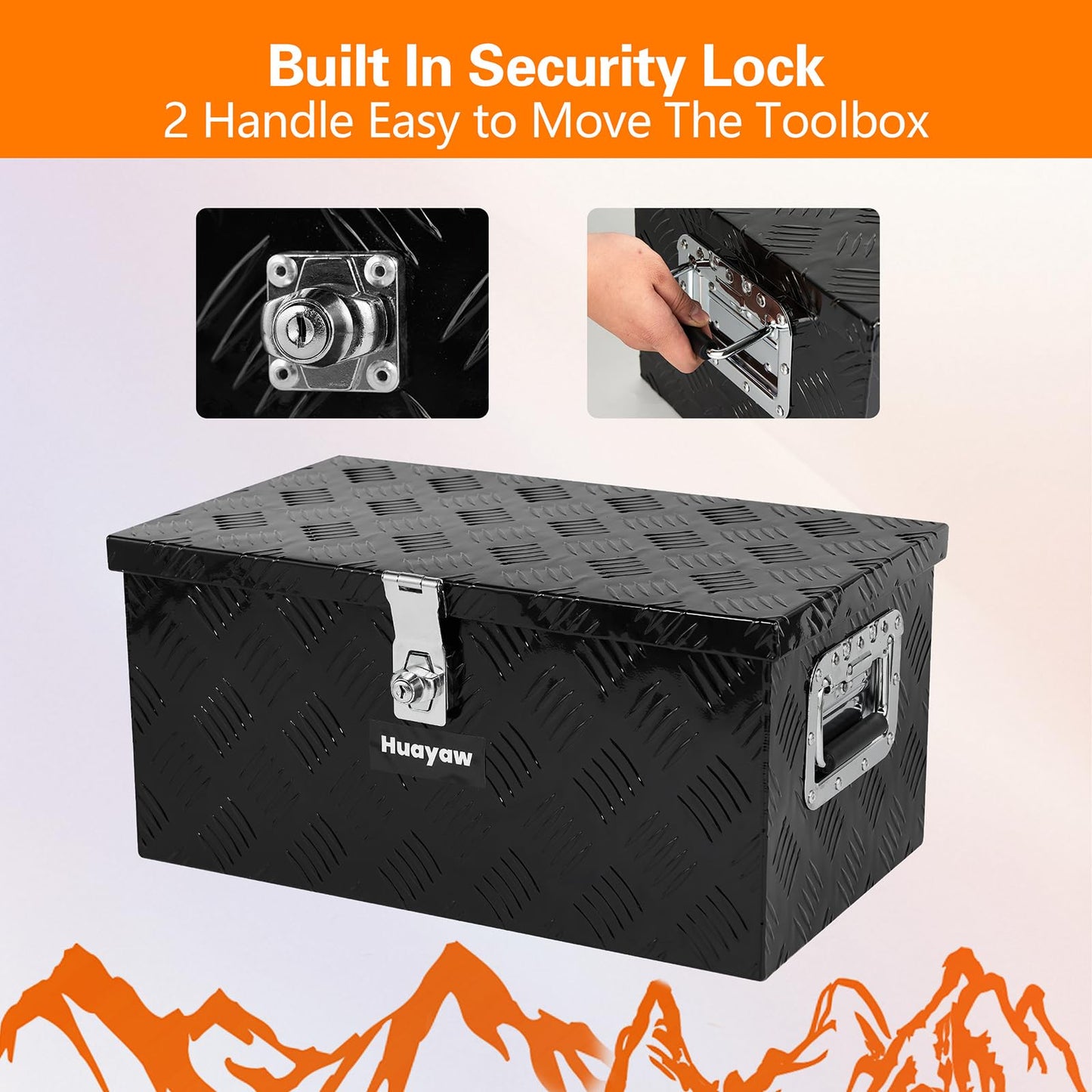 Aluminum Truck Tool Box, Heavy Duty Waterproof Truck Storage Organizer, Pickup Truck Bed RV Trailer with Side Handle, Lock and Keys (Black, 20-INCH)