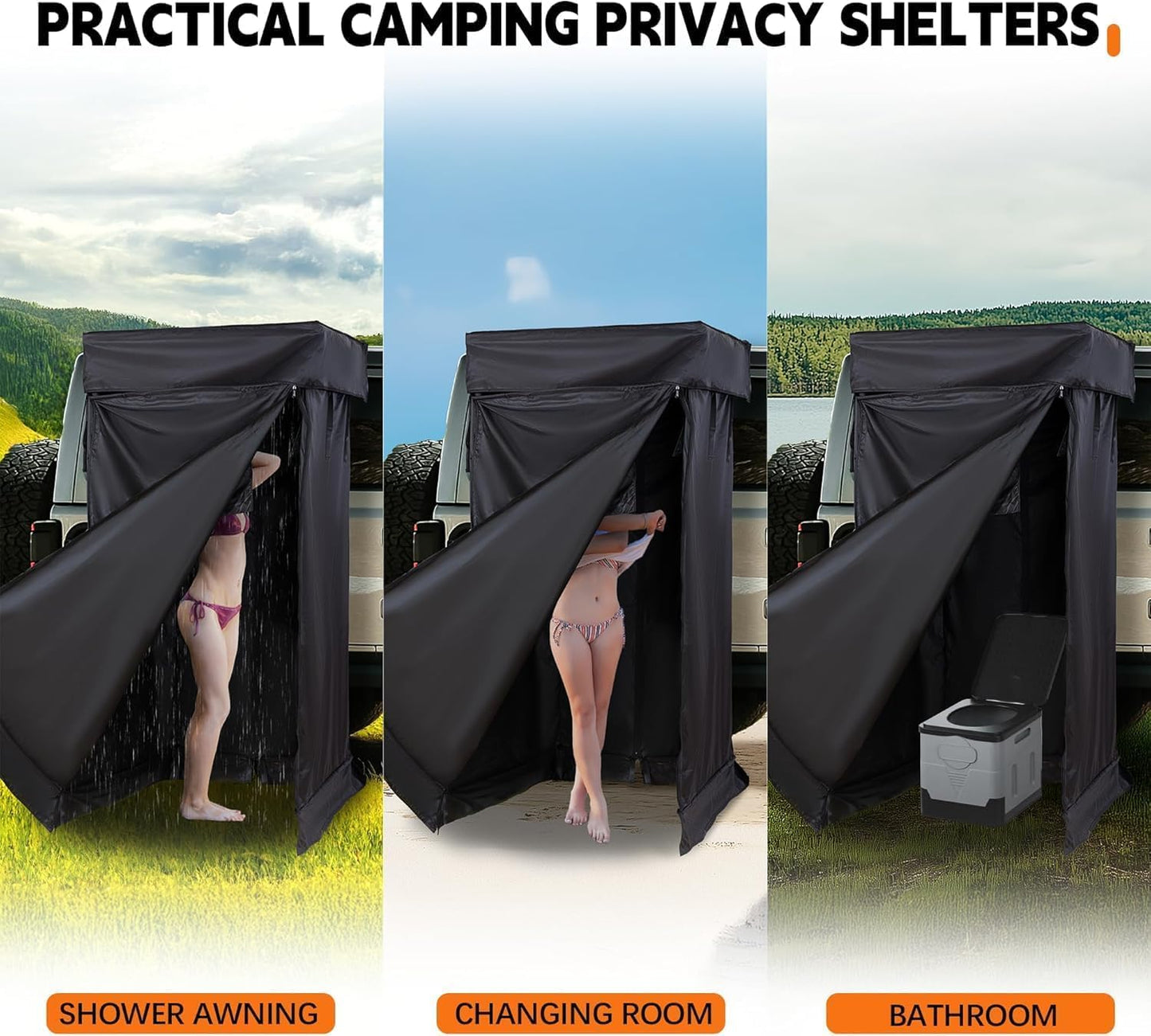 Shower Awning Tent for roof Rack, Portable Privacy Sun Shelter for Overland Vehicle Car, Camping Bathroom Changing Room for Outdoor Rain
