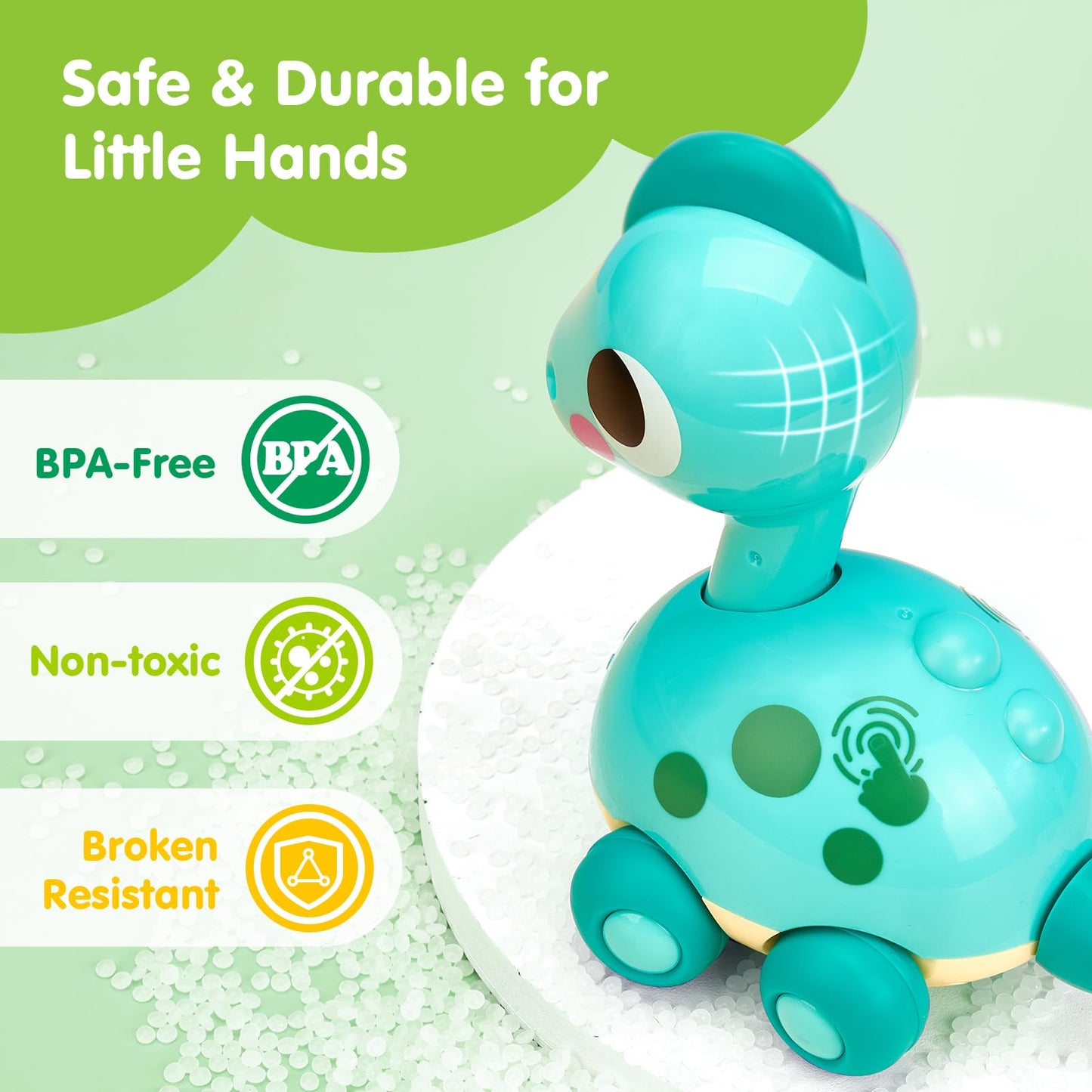 CubicFun Baby Toys 12-18 Months - Touch & Go Musical Light Tummy Time Infant Baby Crawling Toys 12 Months, Toddler Travel Toy for 1 Year Old Boy Birthday Easter Basket Stuffers