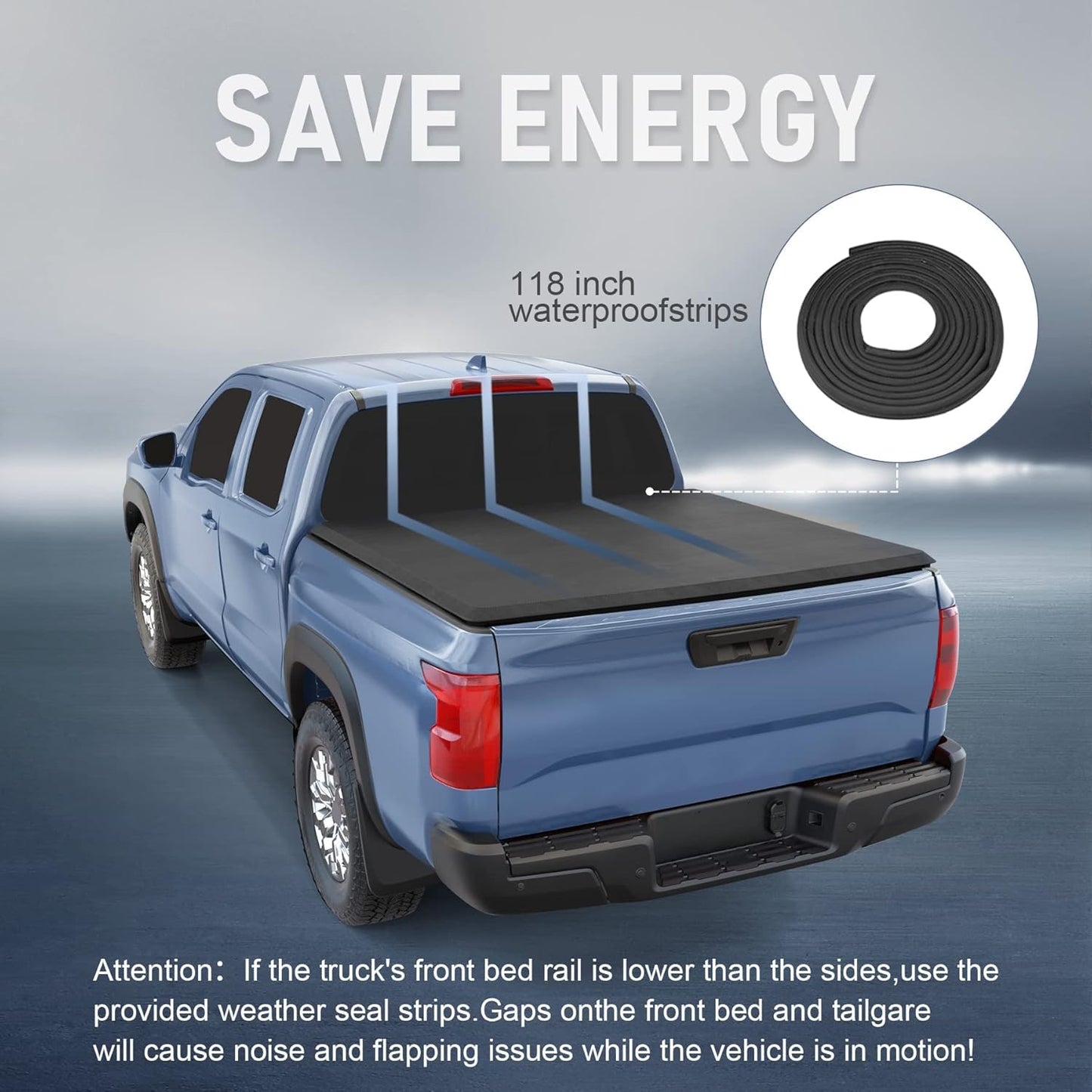 CARMOCAR Soft 3 Tri-Fold Truck Bed Tonneau Cover Replacement for 2022 2023 2024 2025 Toyota Tundra 6.5FT Pickup Truck Bed Cover Accessories with Led Light