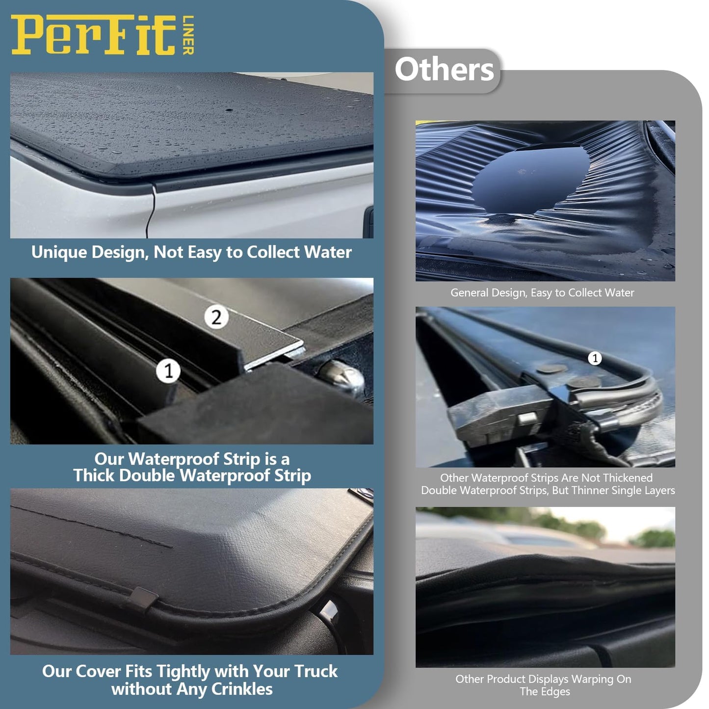 Perfit Liner Soft Roll Up Truck Bed Tonneau Cover for 2005-2015 Tacoma 5 FT (60") Fleetside (NOT for Stepside) Bed, Only fits Models with Factory Deck Rail System