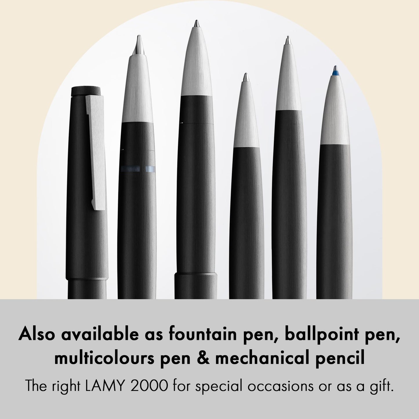 Lamy 2000 black - elegant rollerball pen in robust fibreglass barrel - perfectly balanced & in line width M M 63 rollerball refill in black