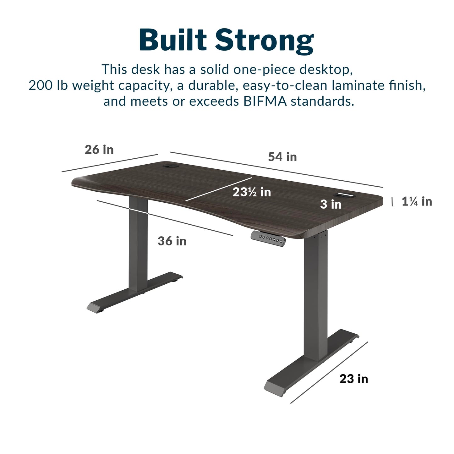 Vari Ergo 54x26 Electric Standing Desk – Height Adjustable Sit Stand VariDesk + Curved Waterfall Edge, 4 Memory Settings, Quick Assembly, Cable Management, 200 lb Capacity – Espresso (2 Boxes)