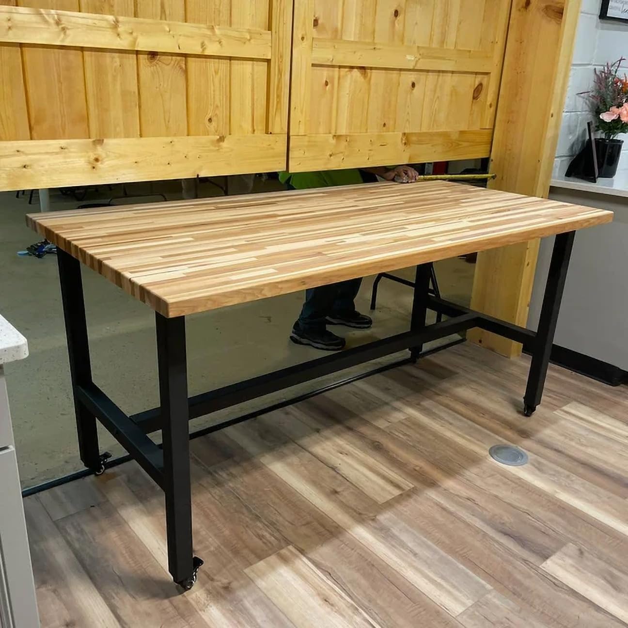 Maple Butcher Block Top - 1.5" Thick - Unfinished - Great for Countertops, Desks, Laundry folding tables, Workbench tops, Cutting Boards, and More - Made in the US by FJ Tops (30" x 48")