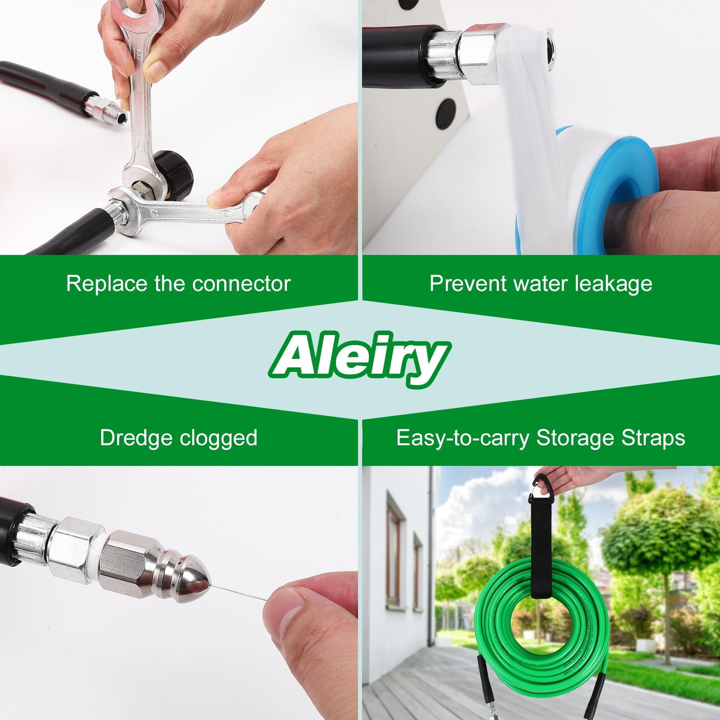 Sewer Jetter Kit for Pressure Washer,Water Jet Drain Cleaning Hose with Corner Rotating Button Spring Nose 1/4" NPT Sewer Cleaning Tool High-Pressure Nozzles,5800 PSI 50 FT