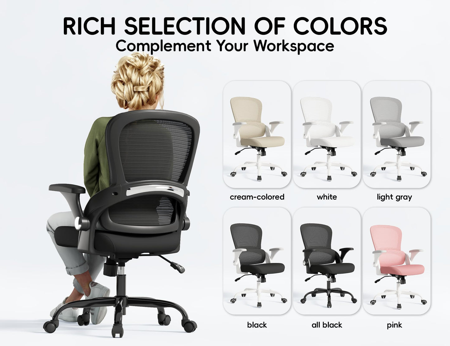 TRALT Office Chair - Ergonomic Office Chair with Back Support, Home Office Desk Chairs, 330lbs Wide Seat Big and Tall Office Chairs, Comfy Desk Chair for Work, Study, Office, Gaming (Black)