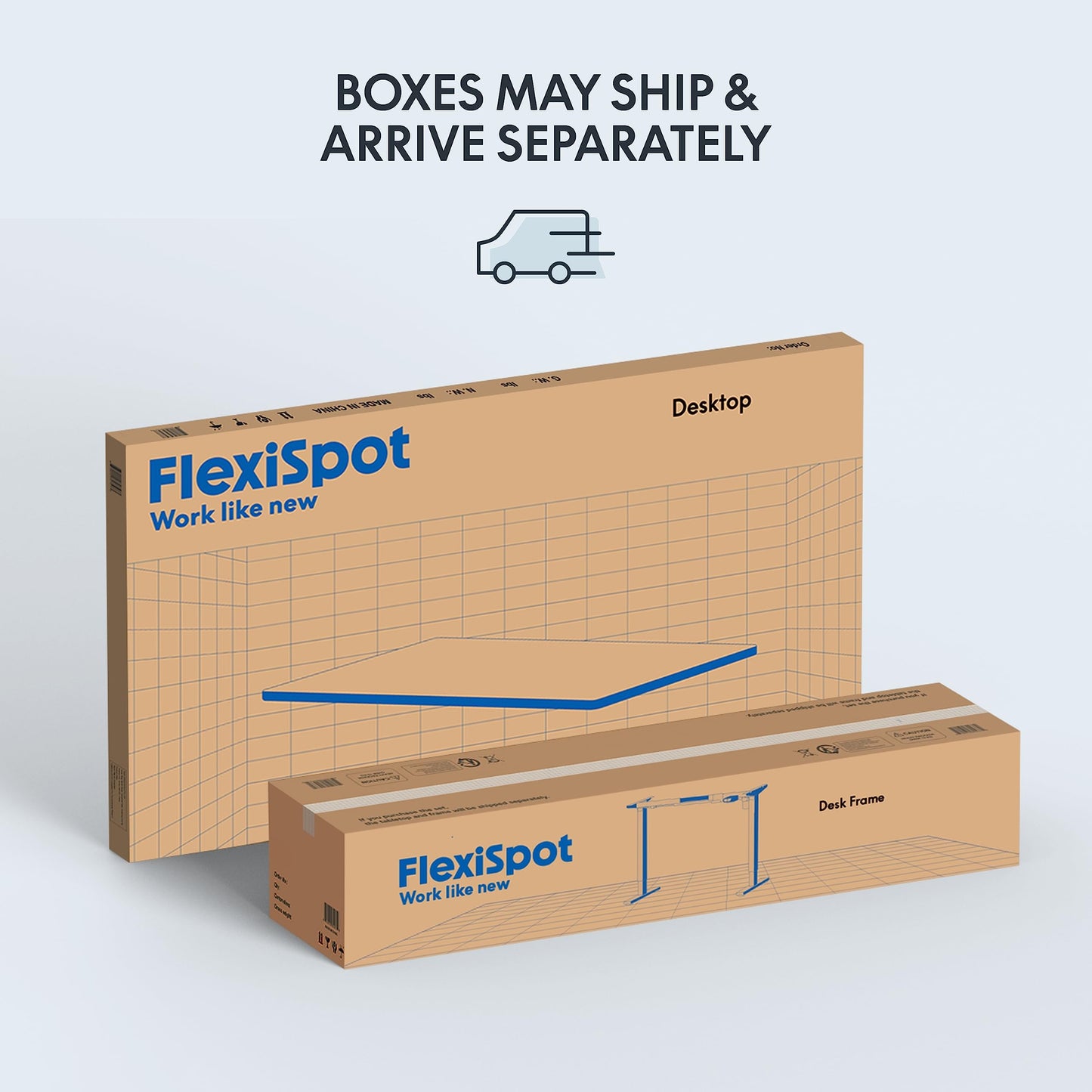 FLEXISPOT EN1 One-Piece Adjustable Desk 40 x 24 Inches Stand Up Desk Workstation Electric Standing Desk with Seamless Desktop (Silver Frame + 40 inches White Top, 2 Packages)