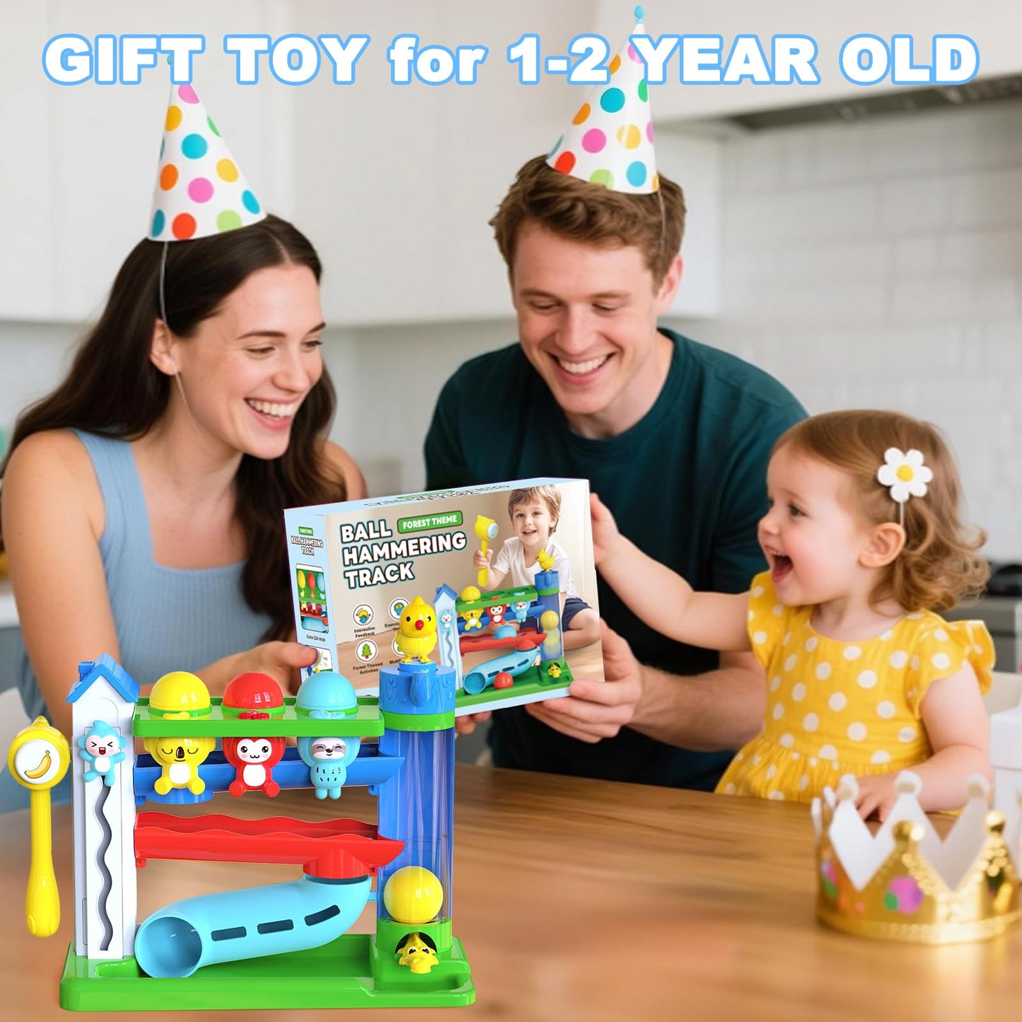 Ussybaby Hammer Toddler Musical Toys, Light-Up Baby Musical Toy for 1-2 Year Old Boys & Girls,STEM Educational Toy with English & Spanish, for Ages 6-9,9-12,12-18,18-24+ Months
