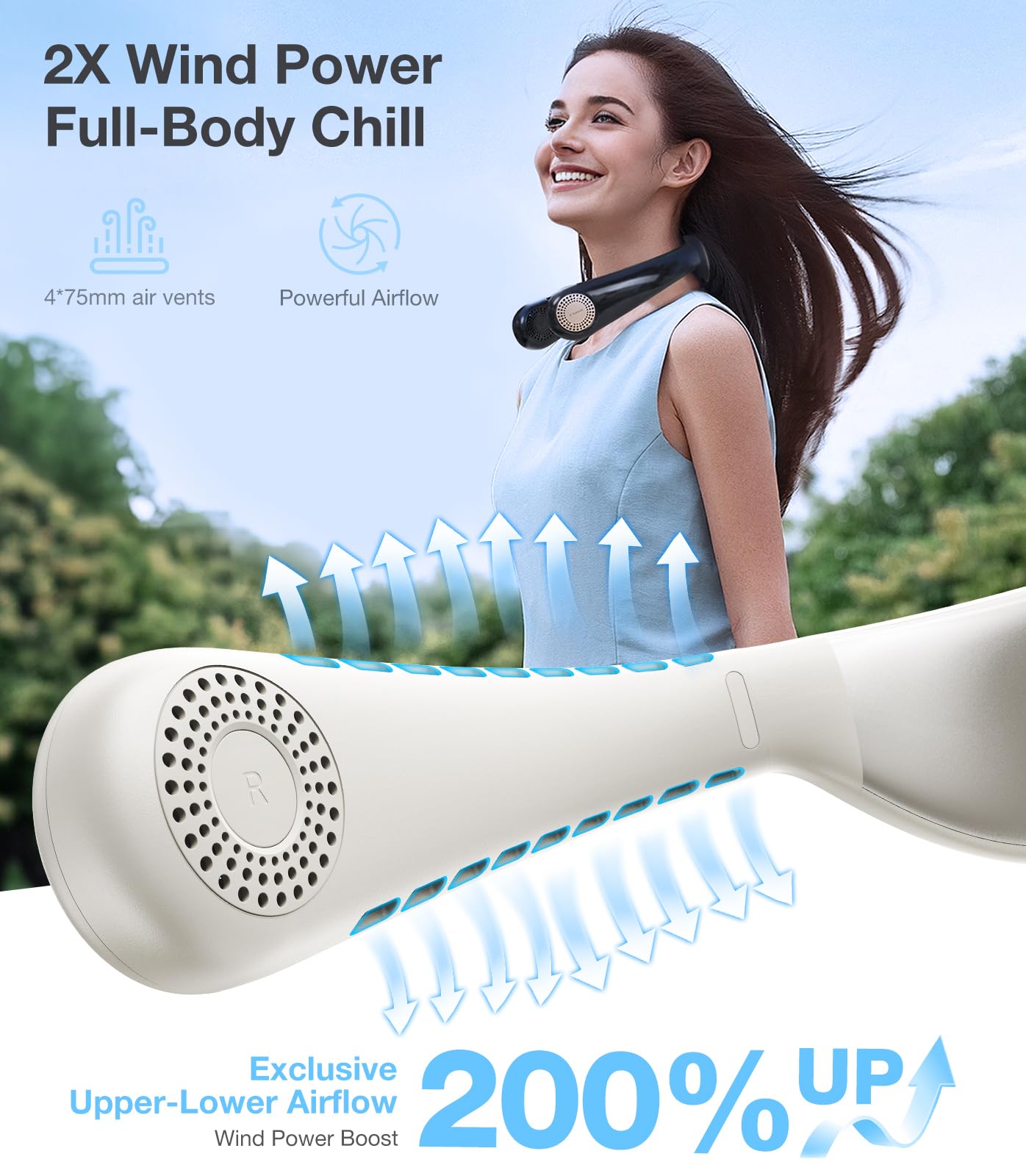 Ultra Long Life + Ultra Light Portable Neck Air Conditioner Set, Travel Essentials