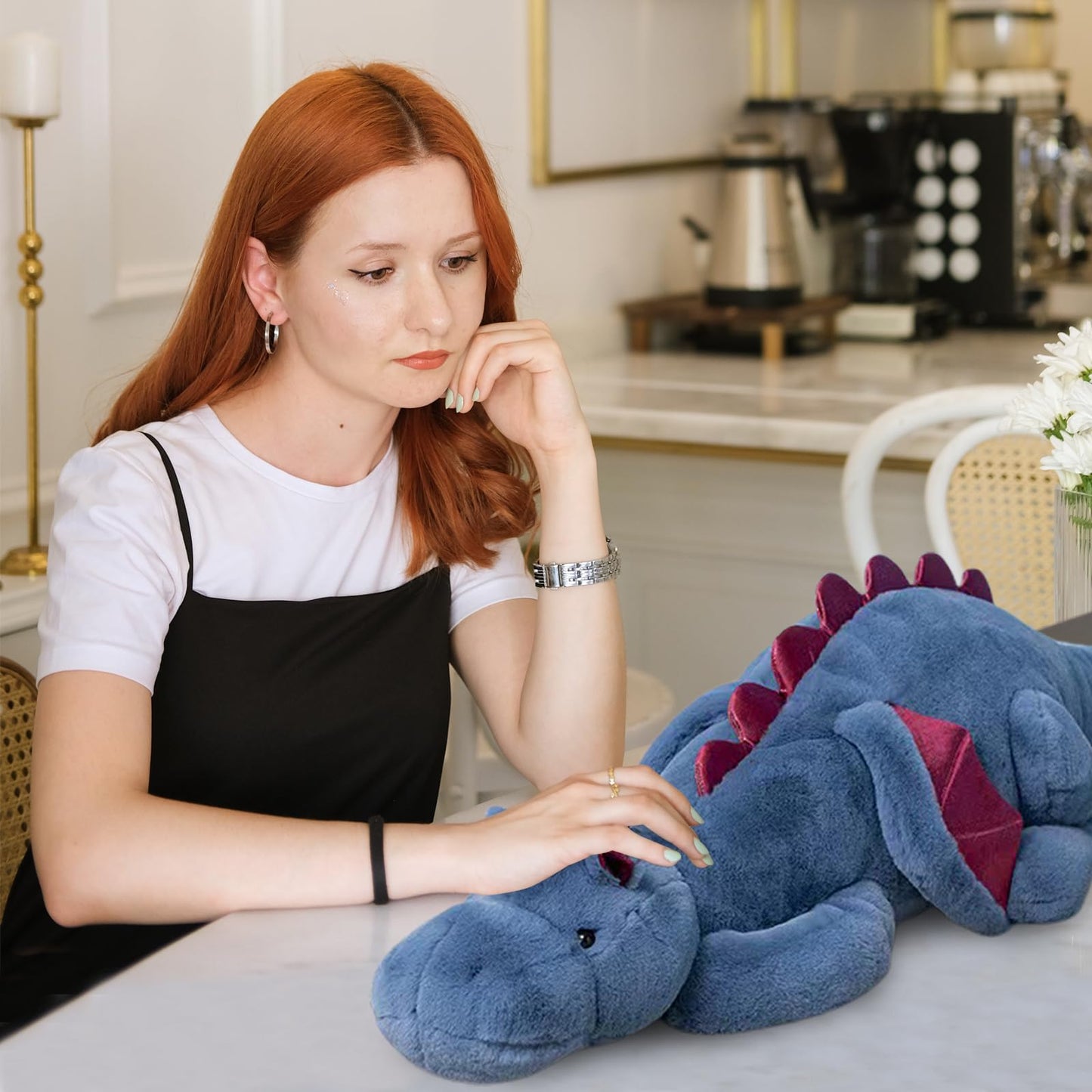 Dodhse Pterosaur Stuffed Animal with Wings - Cute Soft Dinosaurs Plush Toys Little Flying Dragon Plushies Pillow Doll Christmas Birthday Gifts for Kids Boys Girls (Blue,35.43inch/90cm)