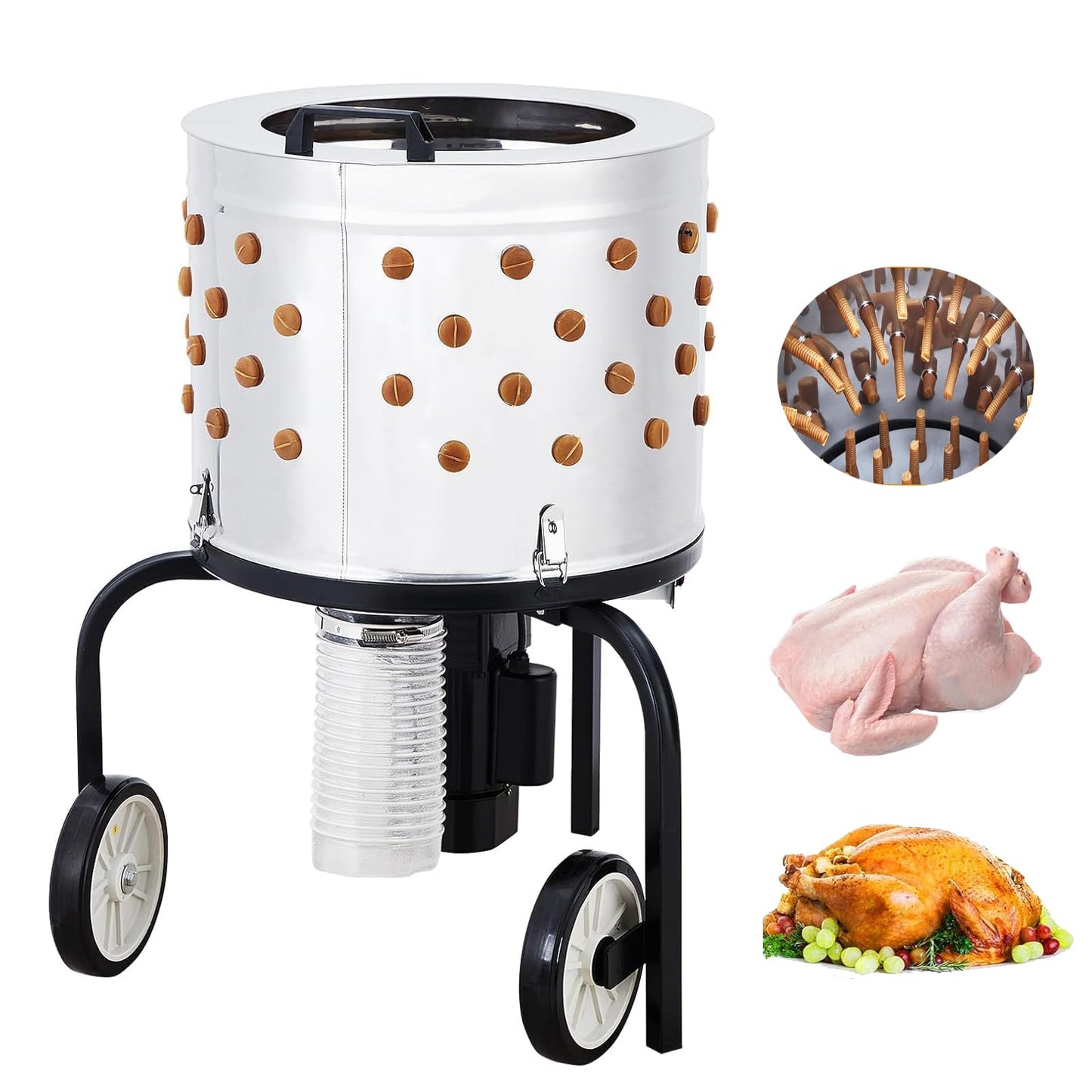 PeakPursuit Electric Chicken Plucker Machine-20IN Poultry Defeathering with 106 Soft Rubber Fingers, 360° Chicken Feather Remover for Turkey, Duck and Quail