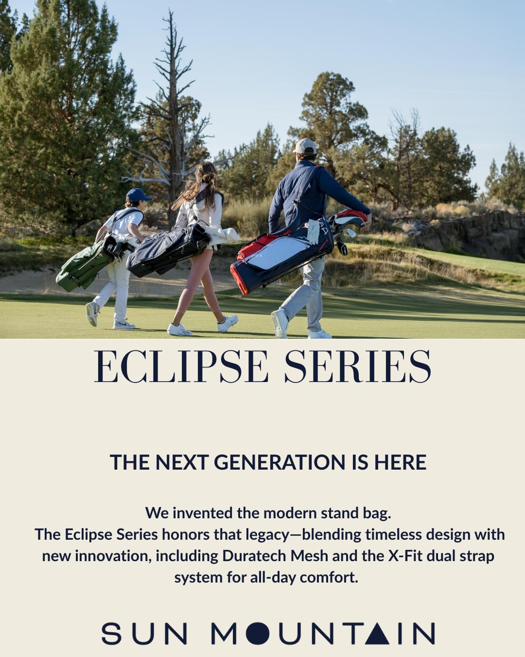 Sun Mountain Men's Eclipse 3.5 LS Lightweight Stand Golf Bag 4-Way Top - 11 Pockets, X Fit Dual Strap System, Push & Electric Cart Compatible Compression Base, 2025 Model - Cardinal