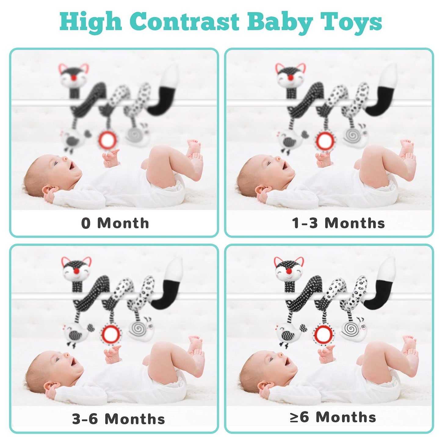 XIXILAND Car Seat Toys Baby Toys 0-3 Months Infant Toys Spiral Stroller Toys & Baby Rattles 0-6 Months Infant Toys 0-3 Months Newborn Toys, Baby Toys Gift for 0 3 6 9 12 Months Girls Boys