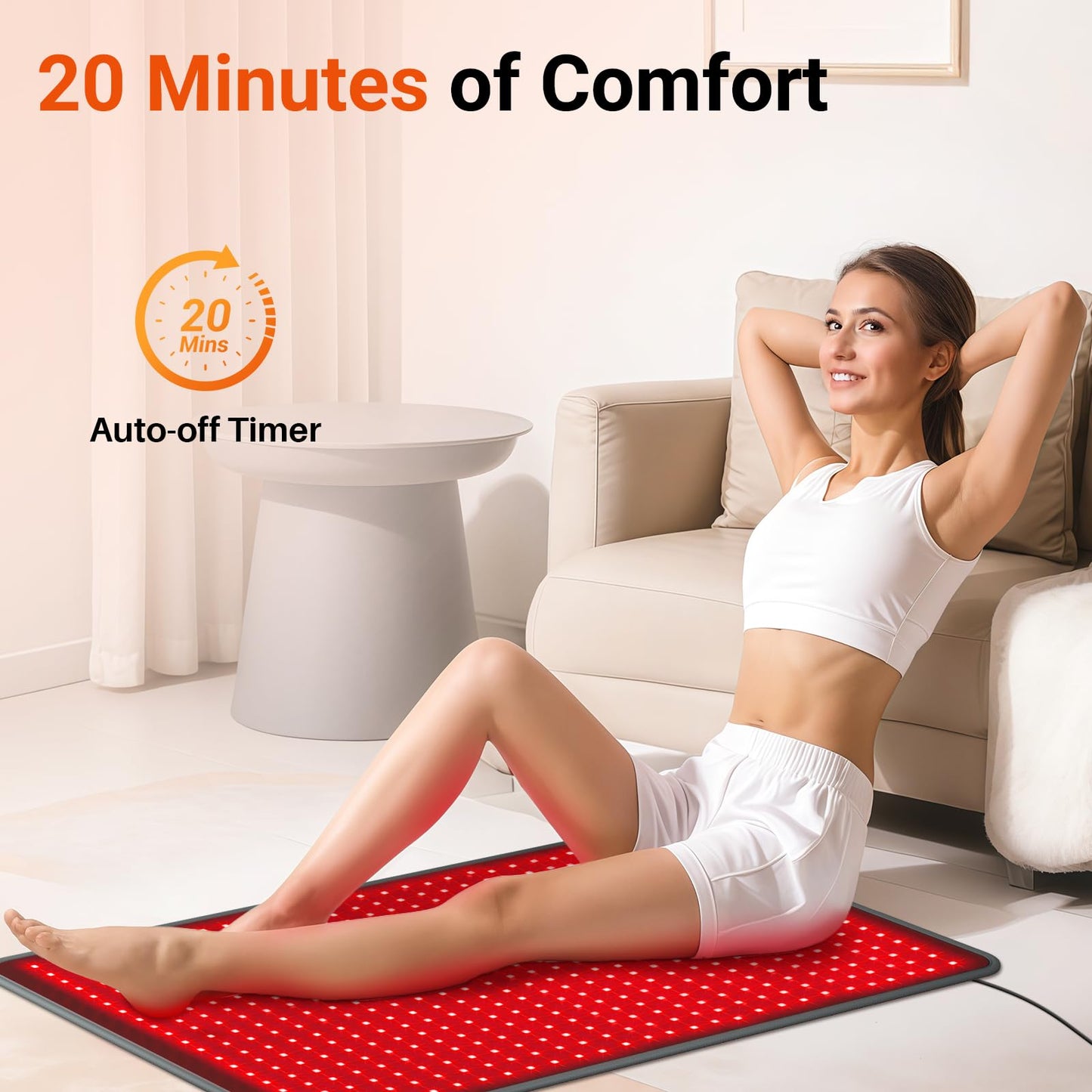 Comfytemp 41.5'' x 26'' Red Light Therapy Mat for Body, Large Near Infrared Light Therapy Pad with 560 LEDs, 660nm & 850nm Light Blanket for Back Belly Knee Waist Leg Joint Muscle, 96W