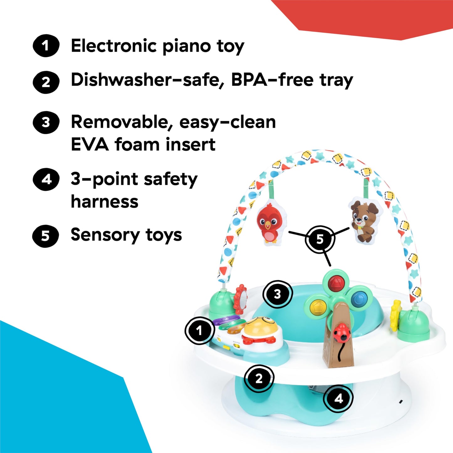 Baby Einstein SuperSeat Touch of Tunes 3-in-1 Activity Seat, with Music & Lights, Ages 6 Months and Up