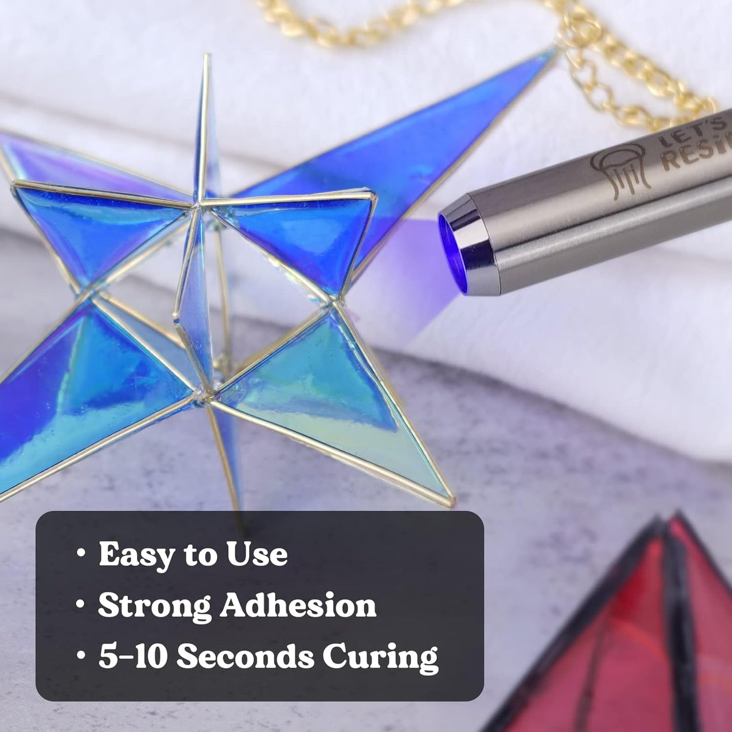 LET'S RESIN UV Resin Kit with Light, Bonding&Curing in Seconds, 30g UV Resin with Flashlight for Welding, Jewelry UV Glue Adhesive for Plastic Repair, Glass Light, Craft Decor