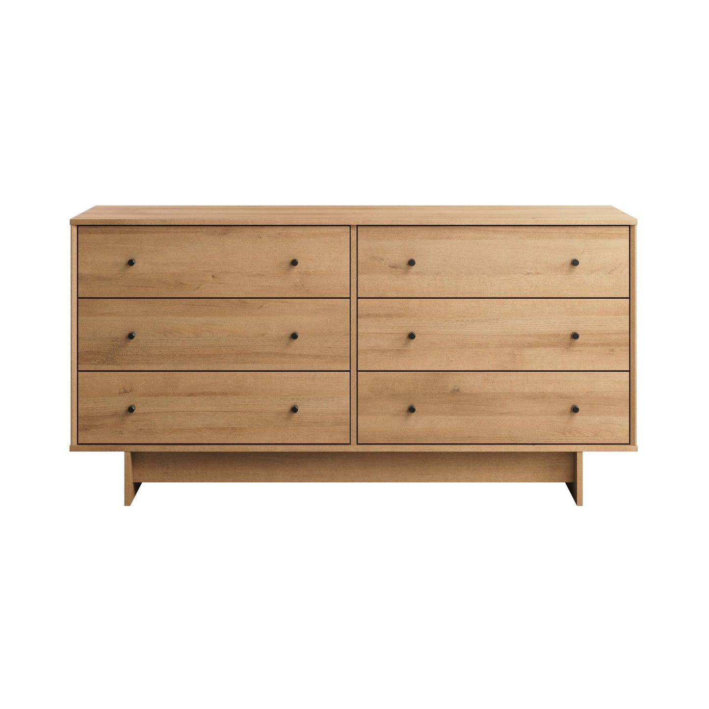 Prepac Finnley 6-Drawer Dresser in Natural Oak, Dresser for Bedroom, Extra-Wide Chest of Drawers with Storage, Modern Clothing Organizer for Home, Bedroom, Living Room, 16" D x 61" W x 31" H