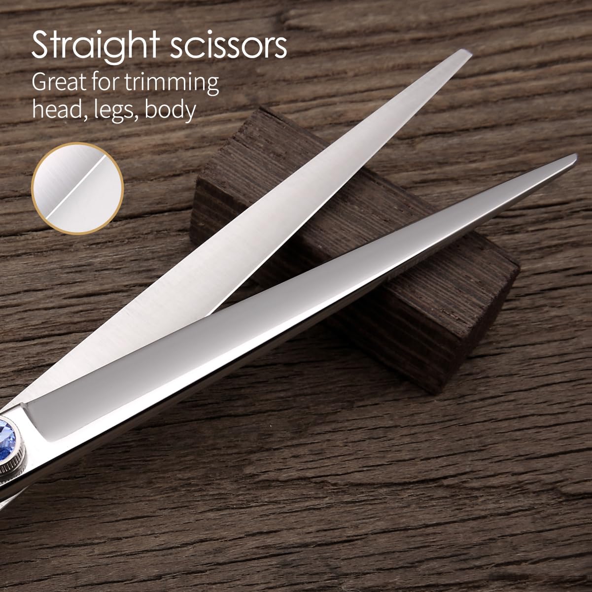 Left Handed Dog Grooming Scissors Kit 8 in Professional Curved Thinning Straight Shear 3pcs Set for Grooming Big Dogs Poodle Pet Japan 440C Stainless Steel(8.0'' Kit, 4Pcs)