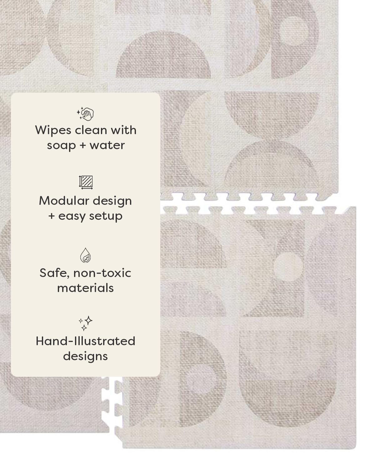 House of Noa Play Mat – 4x6 Sandstone Luna – Set of 6 Tiles – Cushioned EVA Foam Play Mat for Floor, Soft Interlocking Mats for Hard Floors