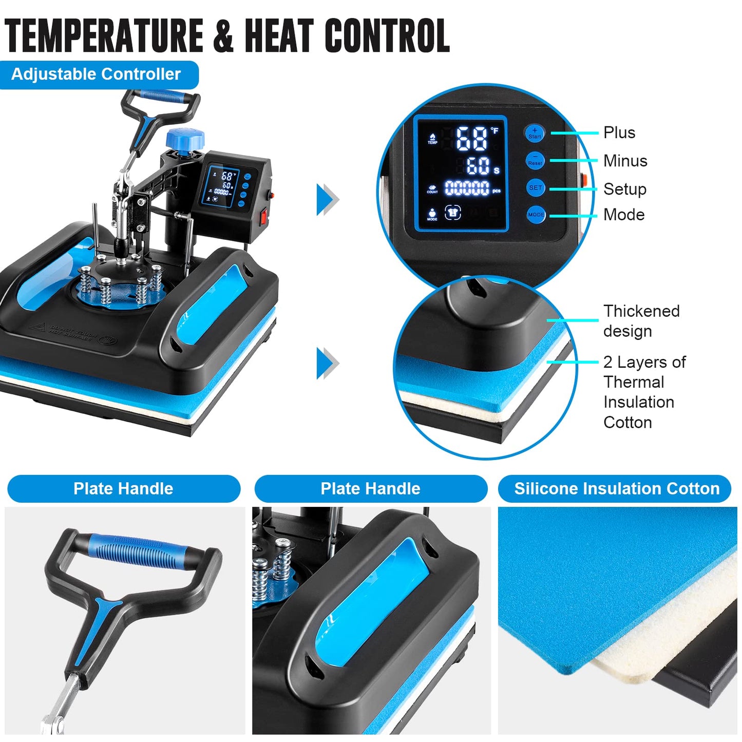 Leomru 5 in 1 Heat Press Machine, Heat Press 15x15, Multifunction T Shirt Press Machine, 360-Degree Swing Away Sublimation Heat Press Machine for T-Shirt Mugs Hat Cap Slide Out