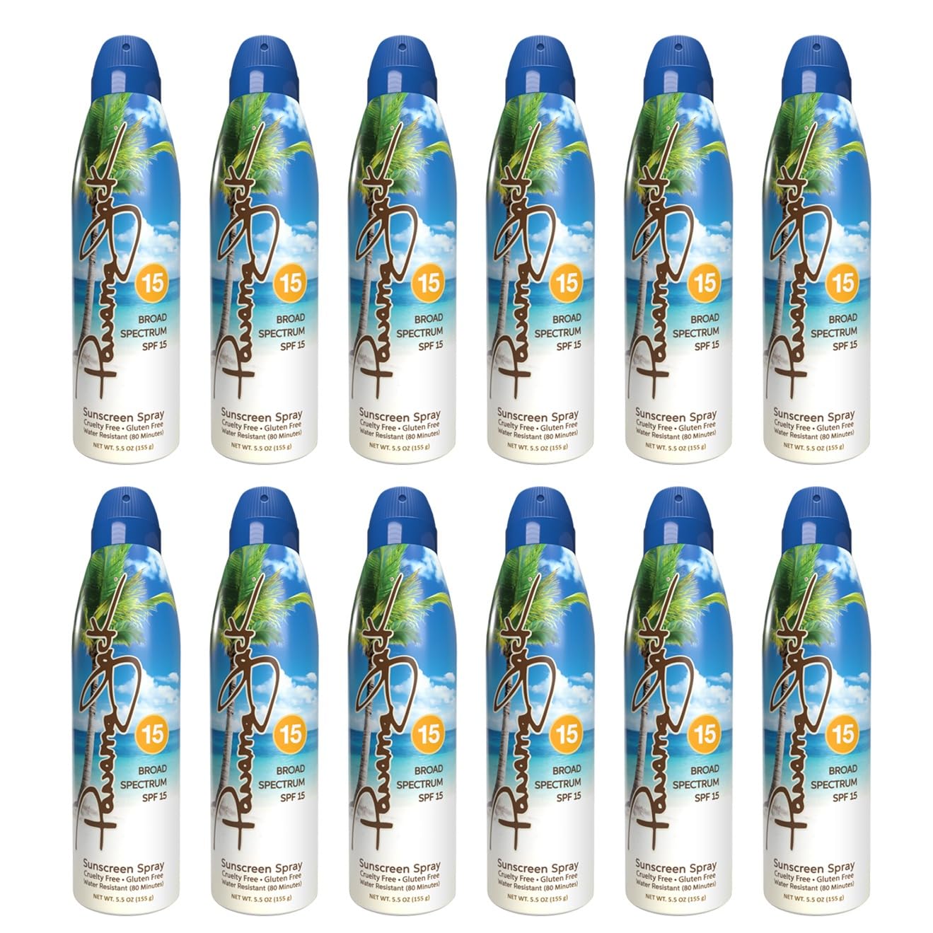Panama Jack Continuous Spray Sunscreen - SPF 15, Broad Spectrum UVA/UVB Protection, PABA, Paraben, Gluten & Cruelty Free, Water Resistant (80 Minutes), 5.5 OZ (Pack of 12)