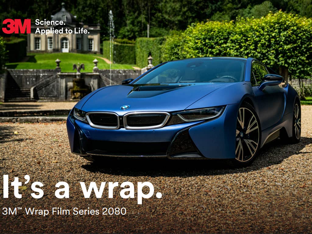 3M 2080 Series S12 Satin Black Dual Cast Car Wrap Vinyl Film - 5ft x 5ft - 25sq ft with Controltac Air Release Adhesives - Bubble Free Sheet Roll for Vehicles, Rims and Signs