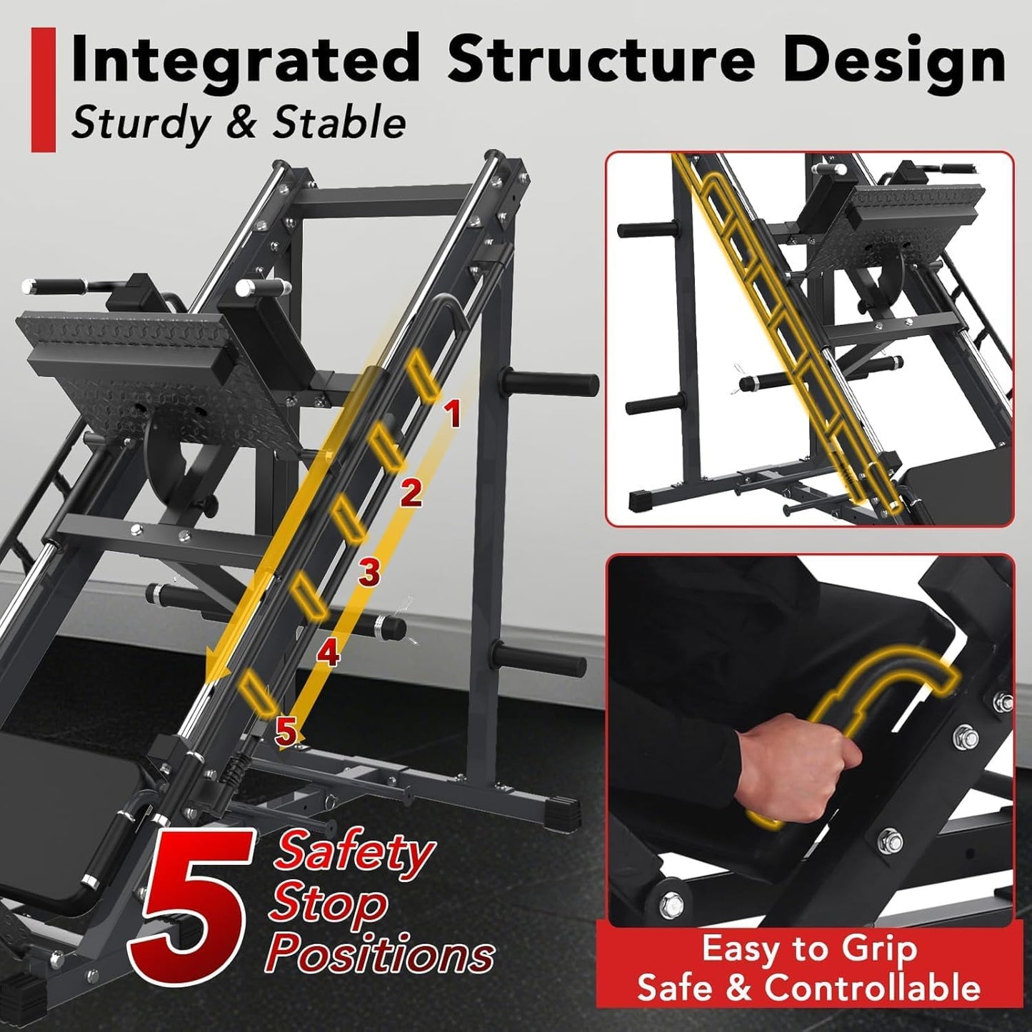 Leg Press Squat Machine Combo Professional for Home Gym Specialty for Full Lower Body Workout with Linear Bearing and Calf Block