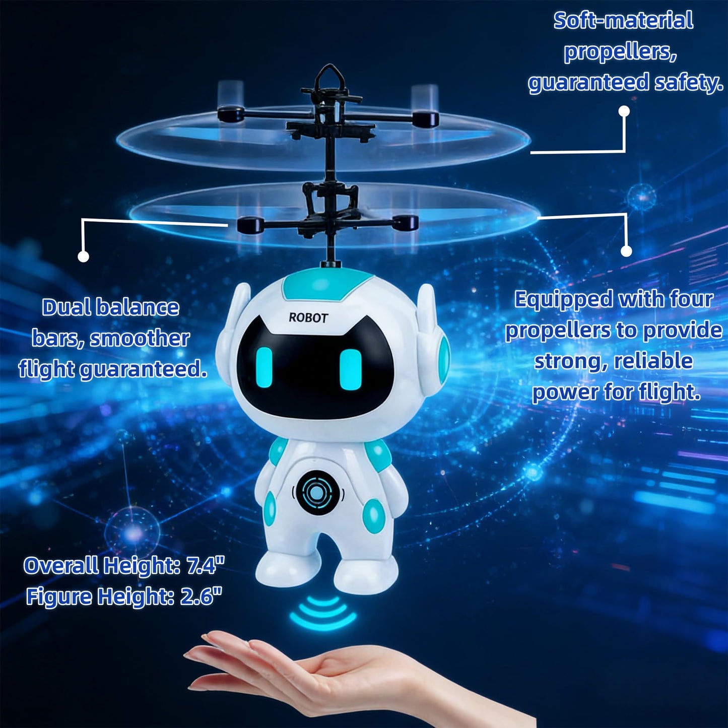 Flying Toys for Kids Mini Drones for Kids 8-12 with LED Light Indoor Rechargeable Mini Helicopter Toy Mini Robot Toy Cool Toys Gift for Boys & Girls Age 6-12