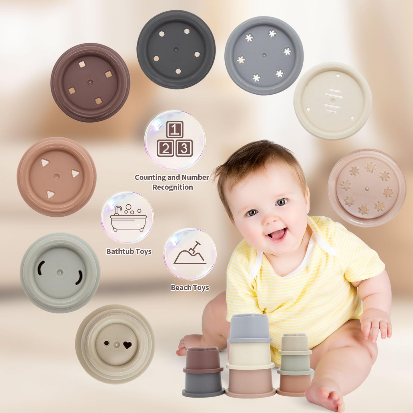 LUCKFUTURE Baby Toys 6 to 18 Months, 8 in 1 Montessori Toy Set, Educational Learning Toy for Toddlers Babies Sensory Toys Newborn Infant Gifts for Boys & Girls