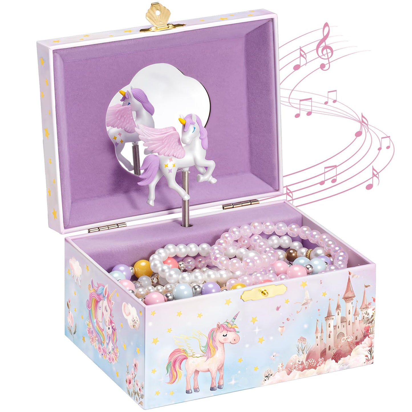 ProCase Unicorn Jewelry Box for Girls, Kids Musical Jewelry Boxes with Spinning Unicorn Doll, Birthday Gifts for Little Girls Children Toddler Ages 3 4 5 6 7 8 -Pink (Box Only)