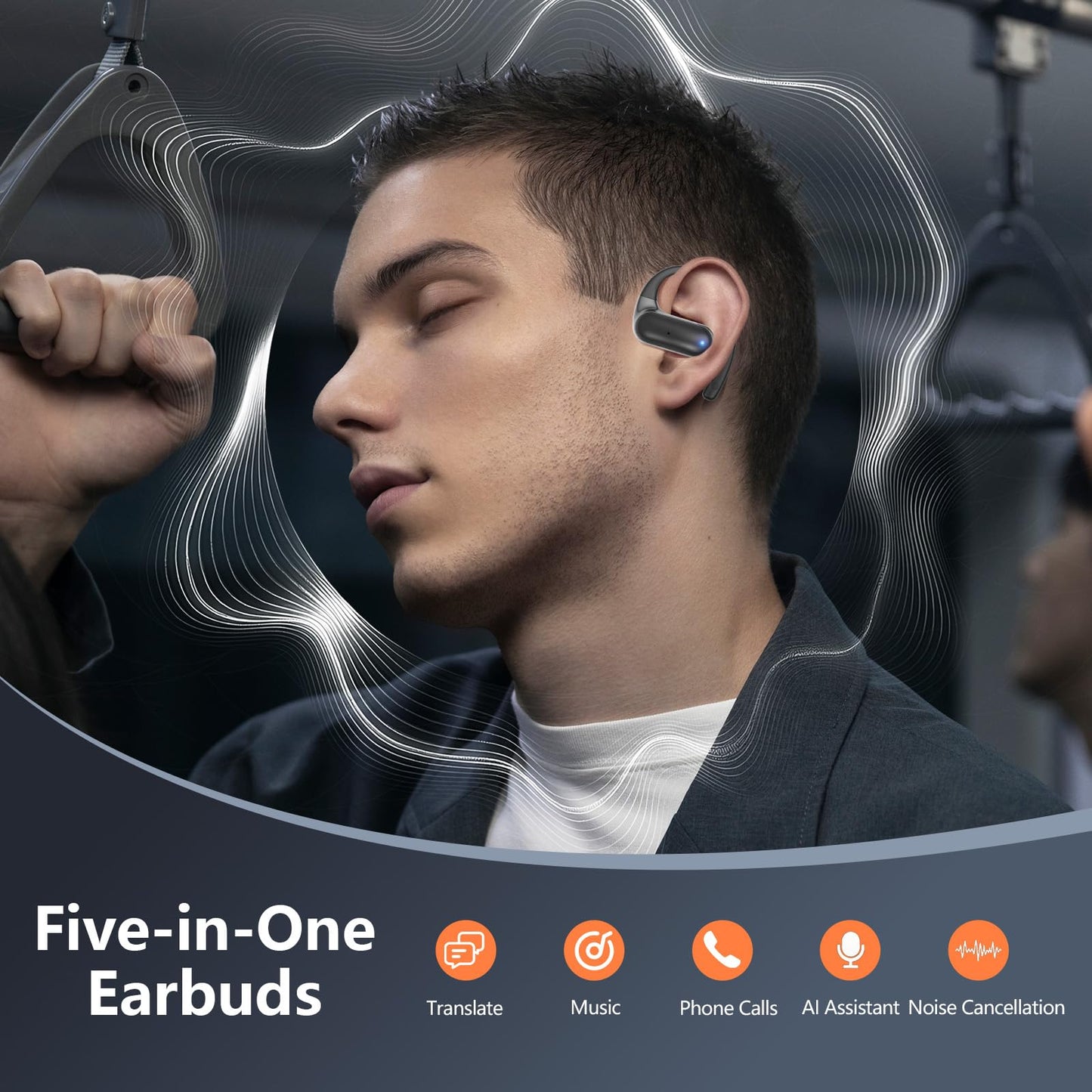PPBP AI Translation Earbuds Real Time,182 Language Translator Earbuds,5-in-1 Open Ear Translator Device,Audifonos Traductores Inglés Español,Translating Earbud for Travel Learning with Charging Case