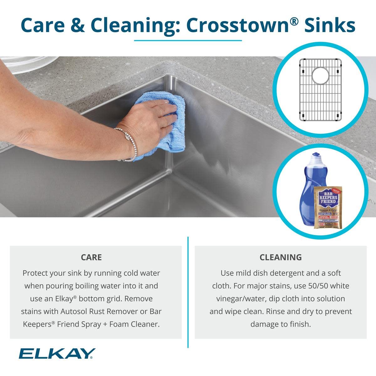 Elkay Crosstown 16 Gauge Stainless Steel 30-3/4" x 18-1/2" x 10" Equal Double Bowl Undermount Sink Kit with Faucet