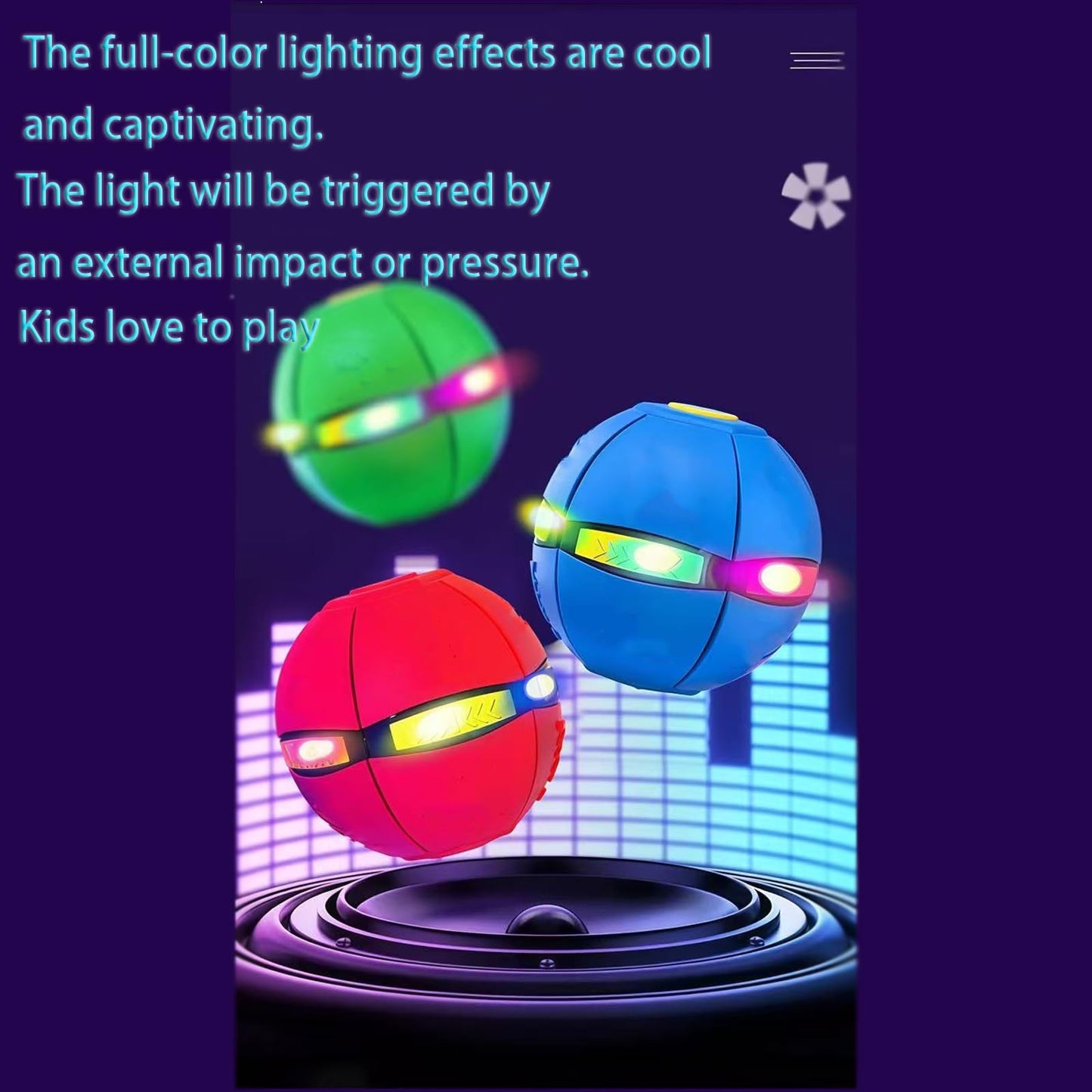 Magic Ball, Flying Saucer Bouncy Ball - Two Modes to Switch Freely, 6 LED Lights, Parent-Child Interaction, Indoor and Outdoor Holiday Games (Green + Blue + Purple + Red + Pink + Cyan)