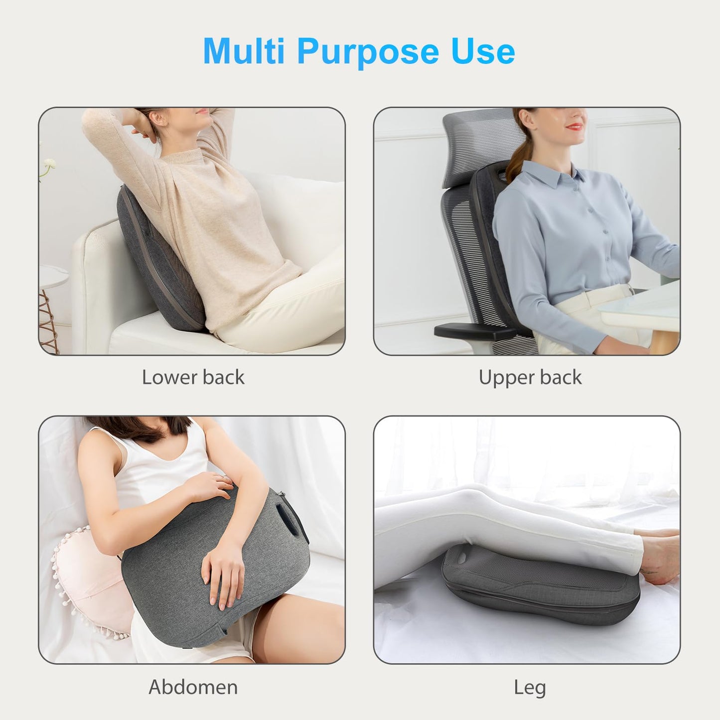 CooCoCo 14"×19" Shiatsu Back Massager with Heat, Birthday Gifts for Dad Mom Women Men Husband, Portable Massage Chair Pad, Kneading Massage Tools for Pain Relief, Chair Massager for Office Home