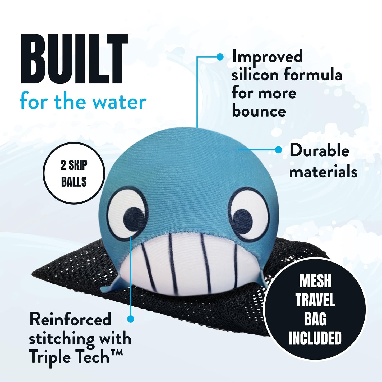 Activ Life 2 Pack Skip Balls, Outdoor Toys for Kids, Summer Beach Games for Girls and Boys Toy, Pool Accessories Essentials Play Stuff Gear (Whale)