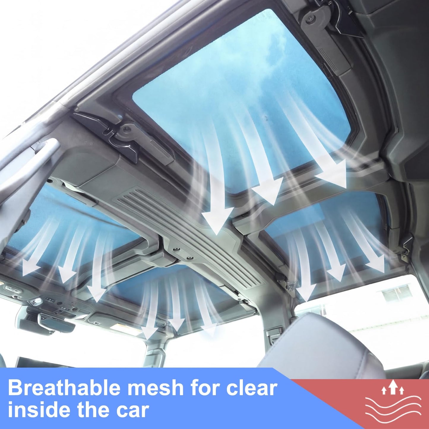 Sunroof Sunshade Breathable Mesh for Hummer EV 2024-2026 Accessories Roof Screen Mosquito Net UV Blocker Sun Protector Glare HeatShield Moonroof Mesh Net Car Roof Cover for Camping2 (Black)