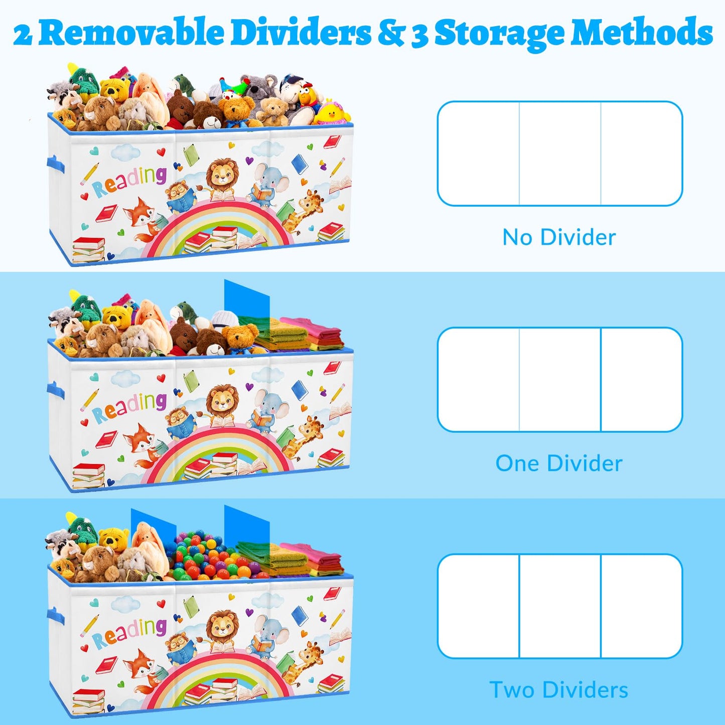decalsweet Kids Toy Box Storage Chest Collapsible Storage Bin with Lids Handles for Boys Girls Toddler, Large Kids Toy Organizer Box for Kidsroom Bedroom Playroom Nursery,37.7"x12.5"x15.7"